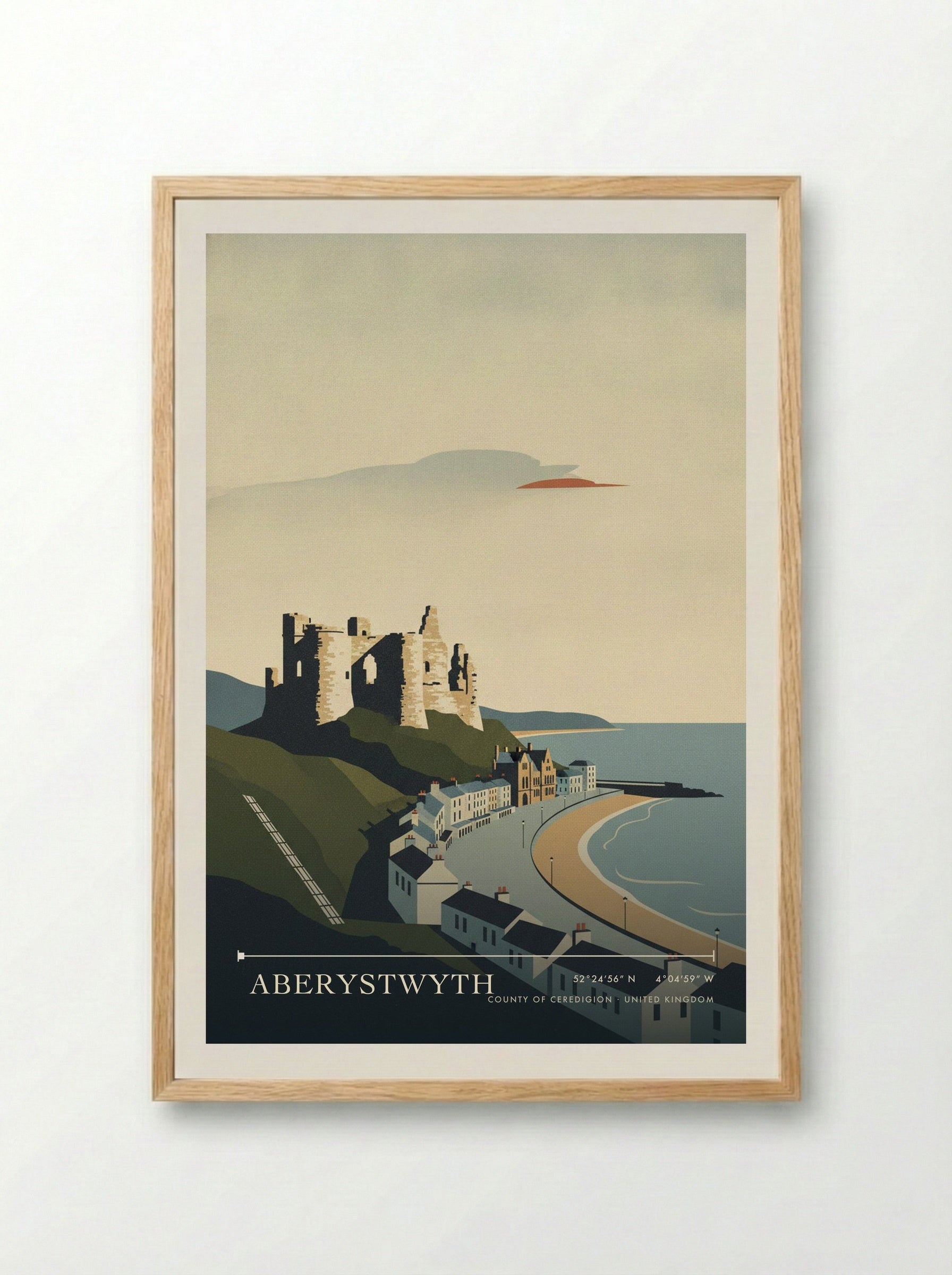 Aberystwyth County of Ceredigion United Kingdom Travel Poster - Framed Print Wood