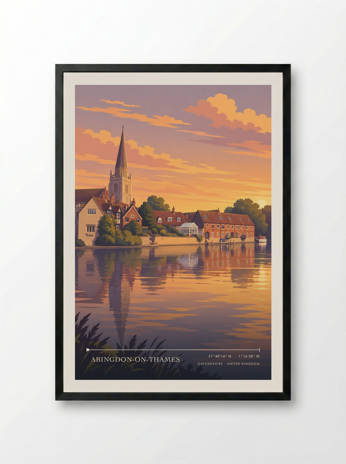 Abingdon-on-Thames, Oxfordshire | Travel Poster - Framed Print Black