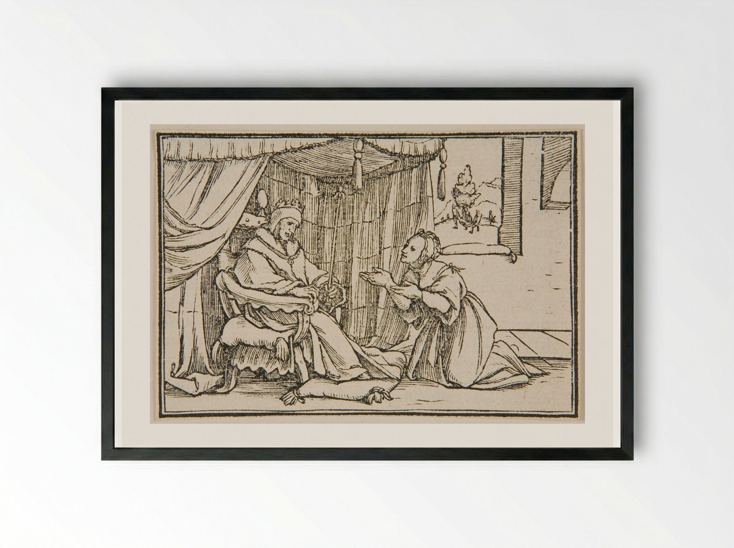 Abishag Cherishes David - Hans Holbein the Younger - Framed Print Black