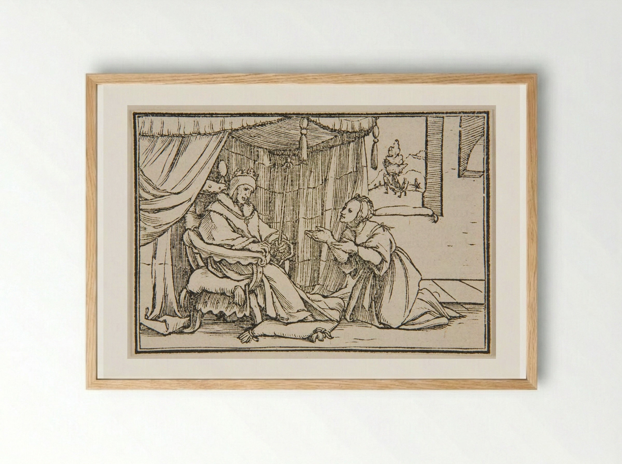 Abishag Cherishes David - Hans Holbein the Younger - Framed Print Wood