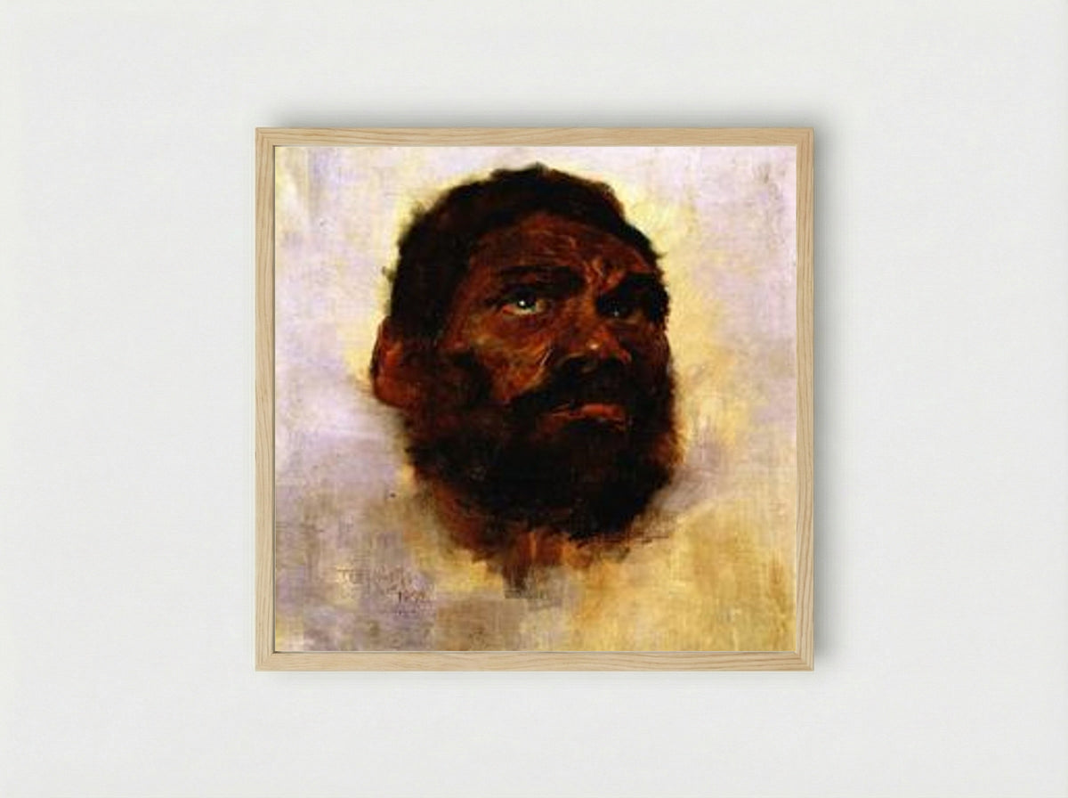Aboriginal Head - Charlie Turner - Framed Print Wood