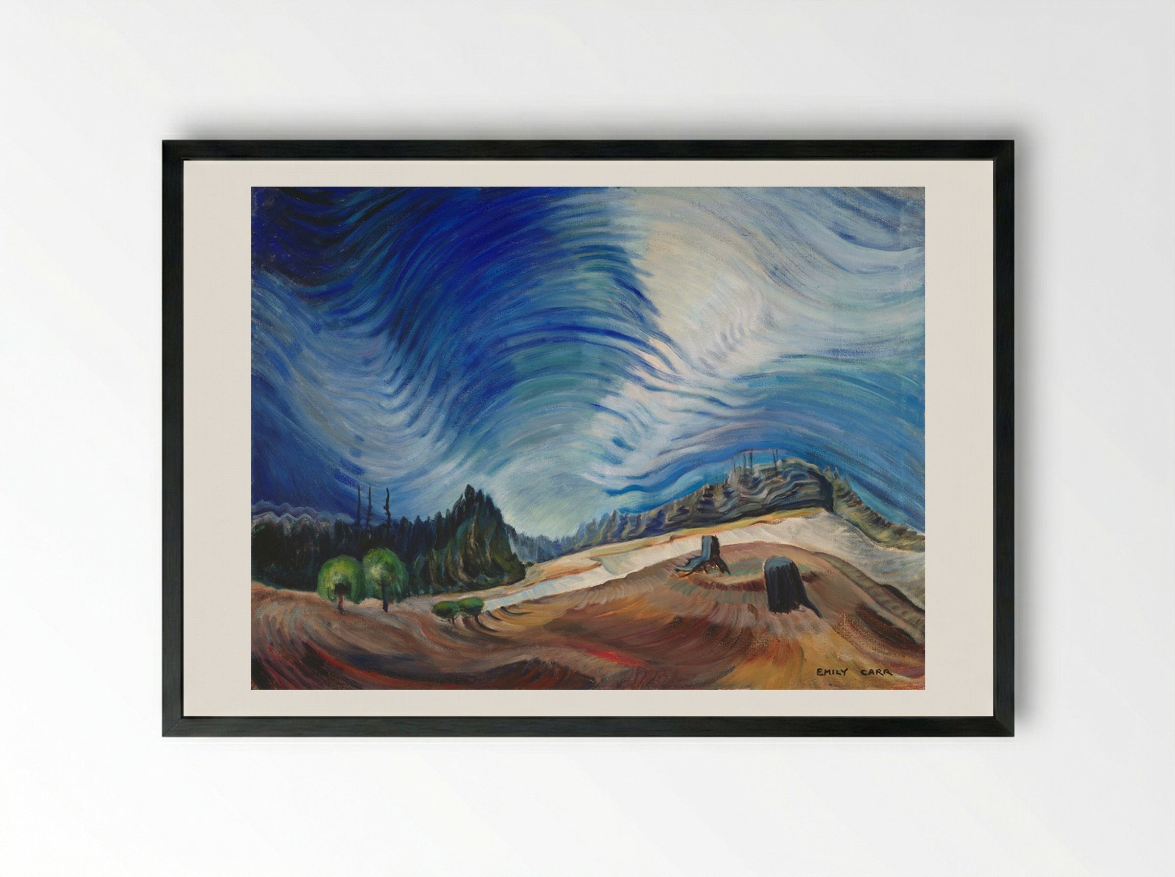 Above the Gravel Pit - Emily Carr - Framed Print Black