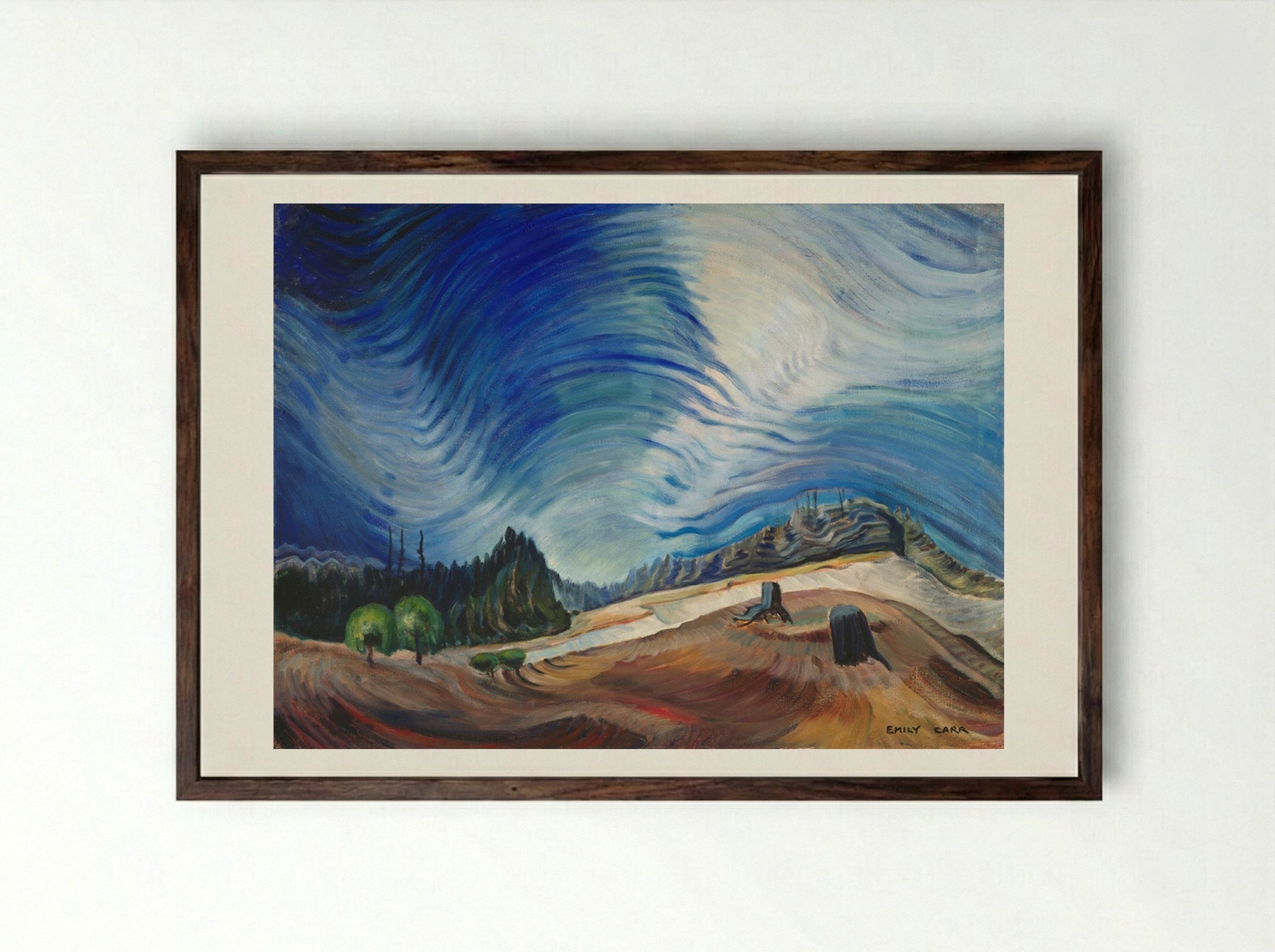 Above the Gravel Pit - Emily Carr - Framed Print Dark Wood