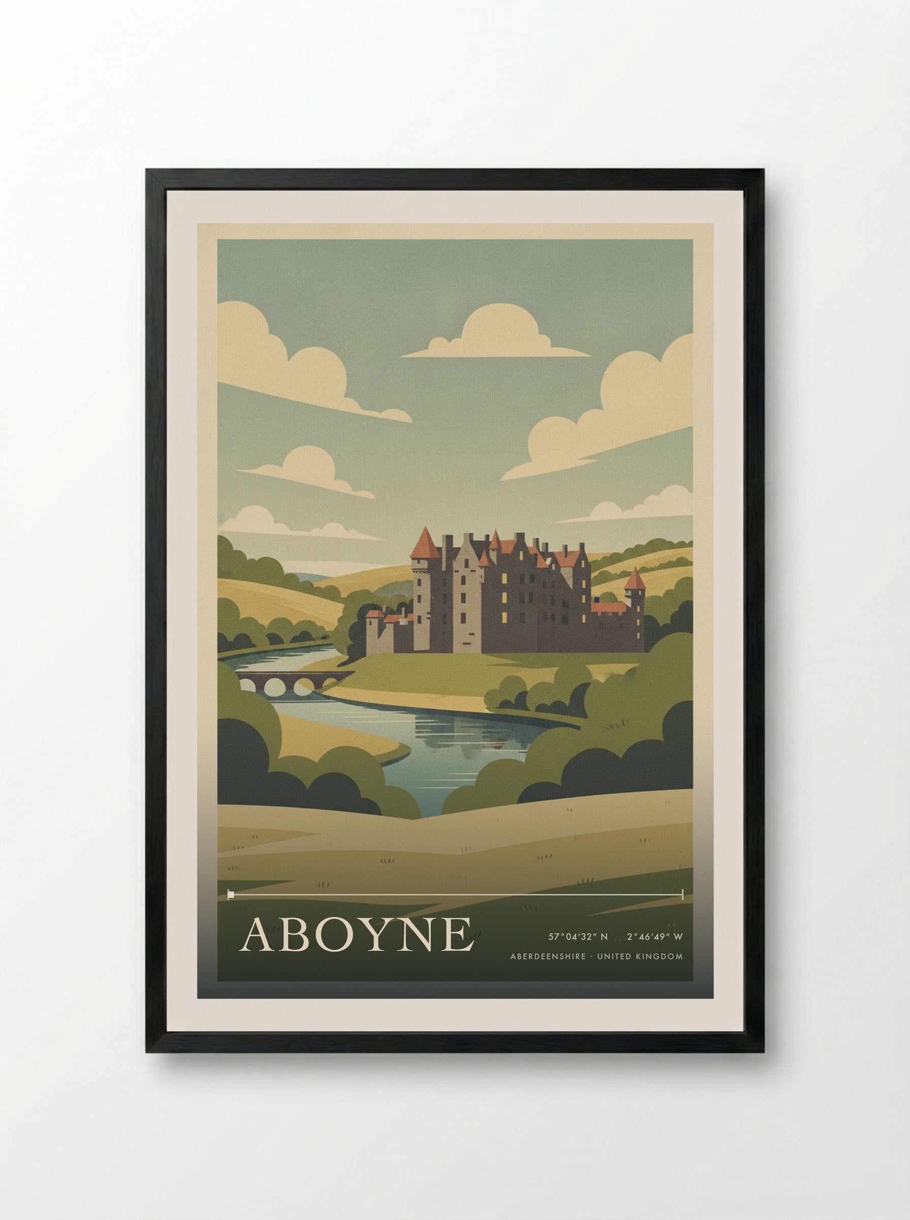 Aboyne Aberdeenshire United Kingdom Travel Poster - Framed Print Black