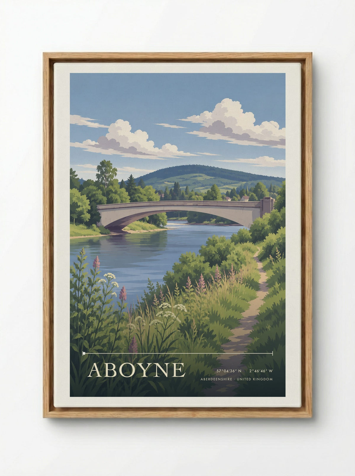 Aboyne, Aberdeenshire | Travel Poster - Framed Canvas Wood