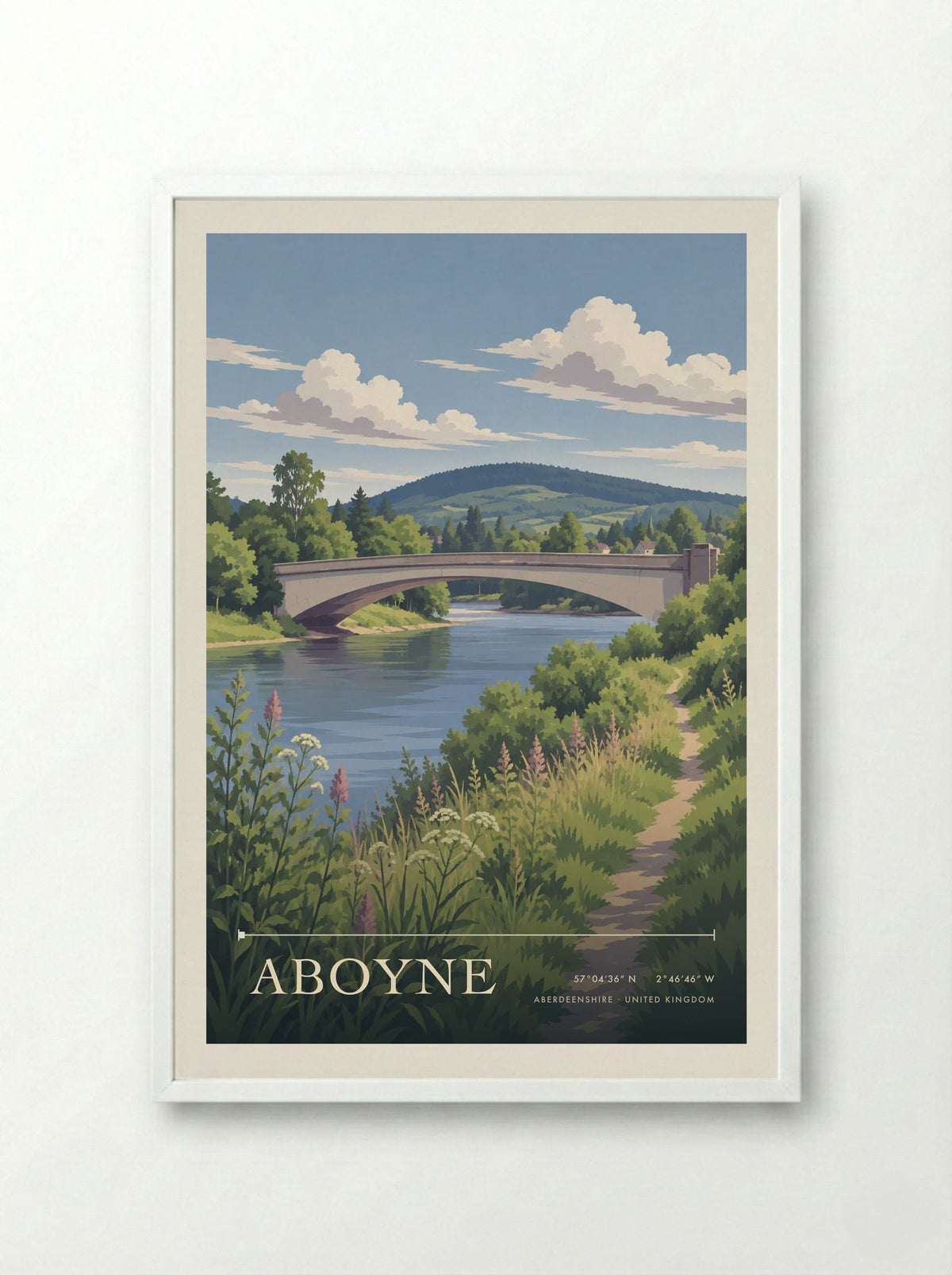 Aboyne, Aberdeenshire | Travel Poster - Framed Print White