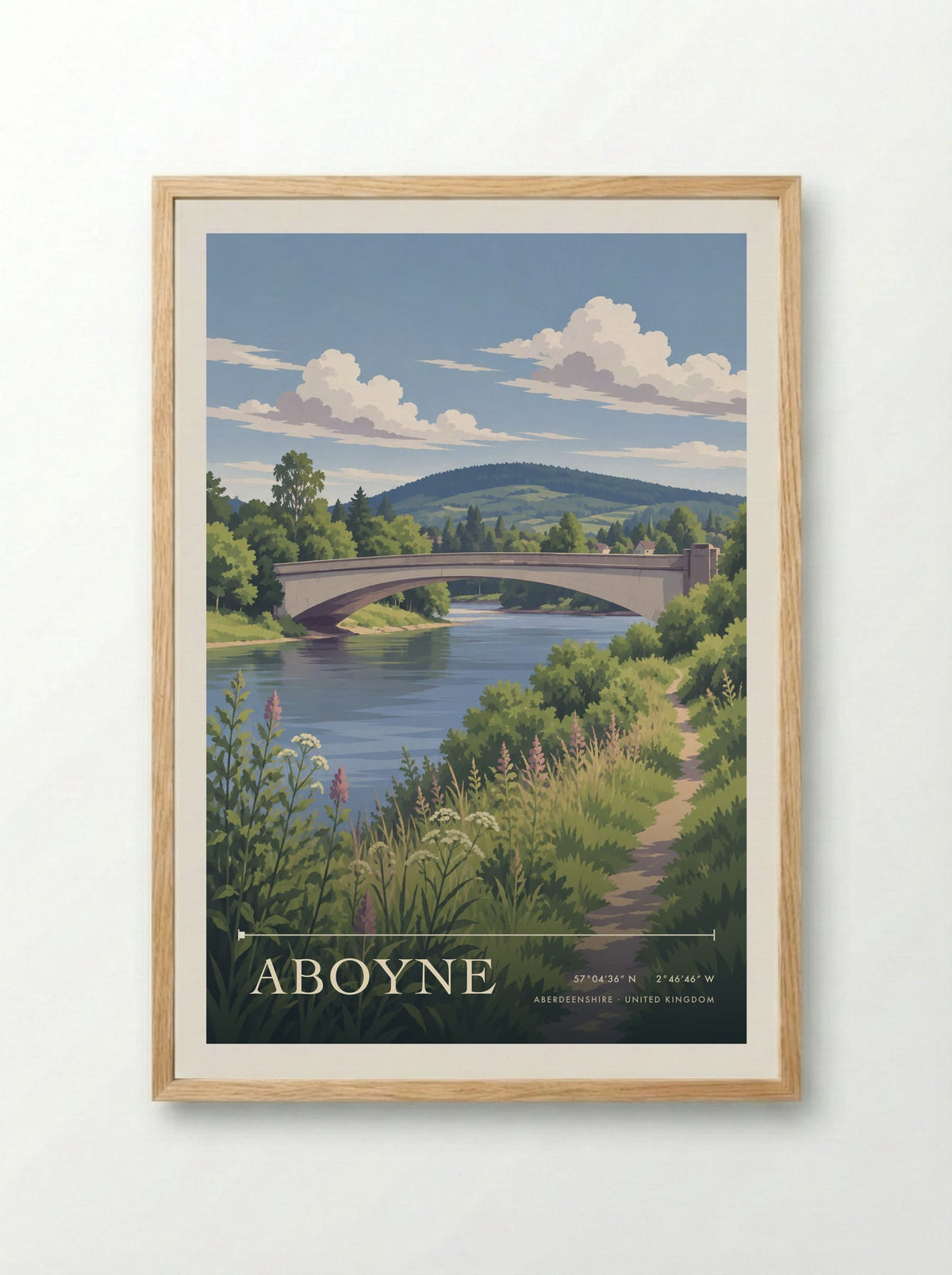 Aboyne, Aberdeenshire | Travel Poster - Framed Print Wood