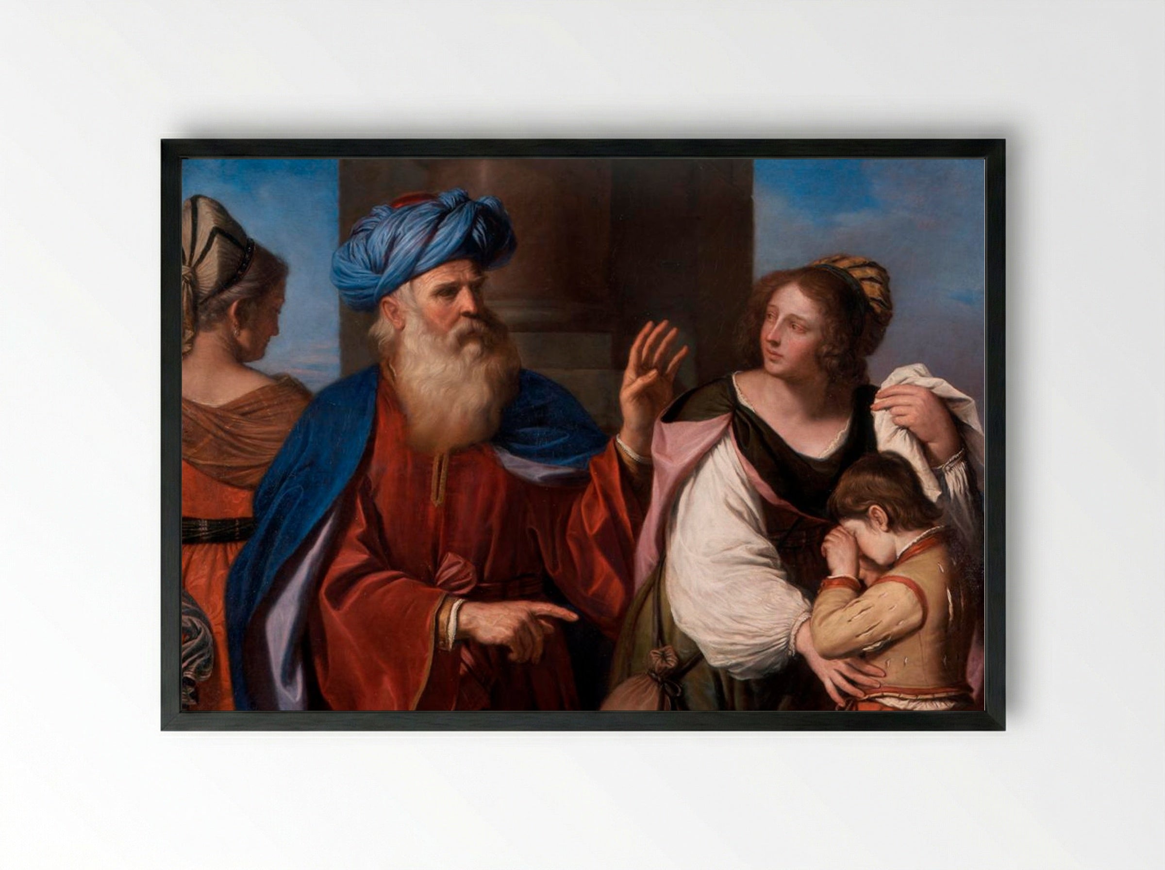 Abraham Casting Out Hagar and Ishmael - Guercino - Framed Print Black
