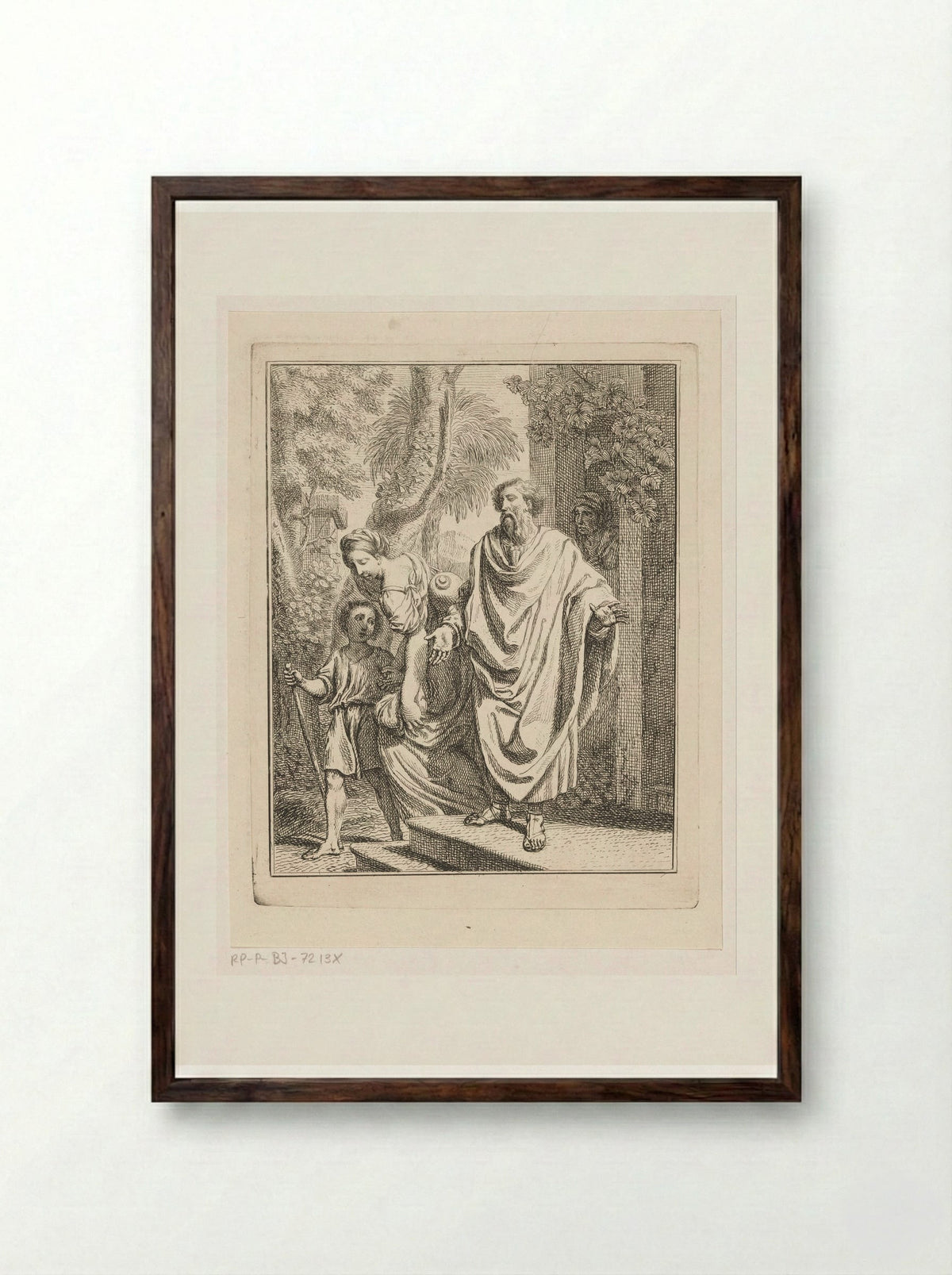 Abraham Casting Out Hagar and Ishmael - Louis Fabritius Dubourg - Framed Print Dark Wood