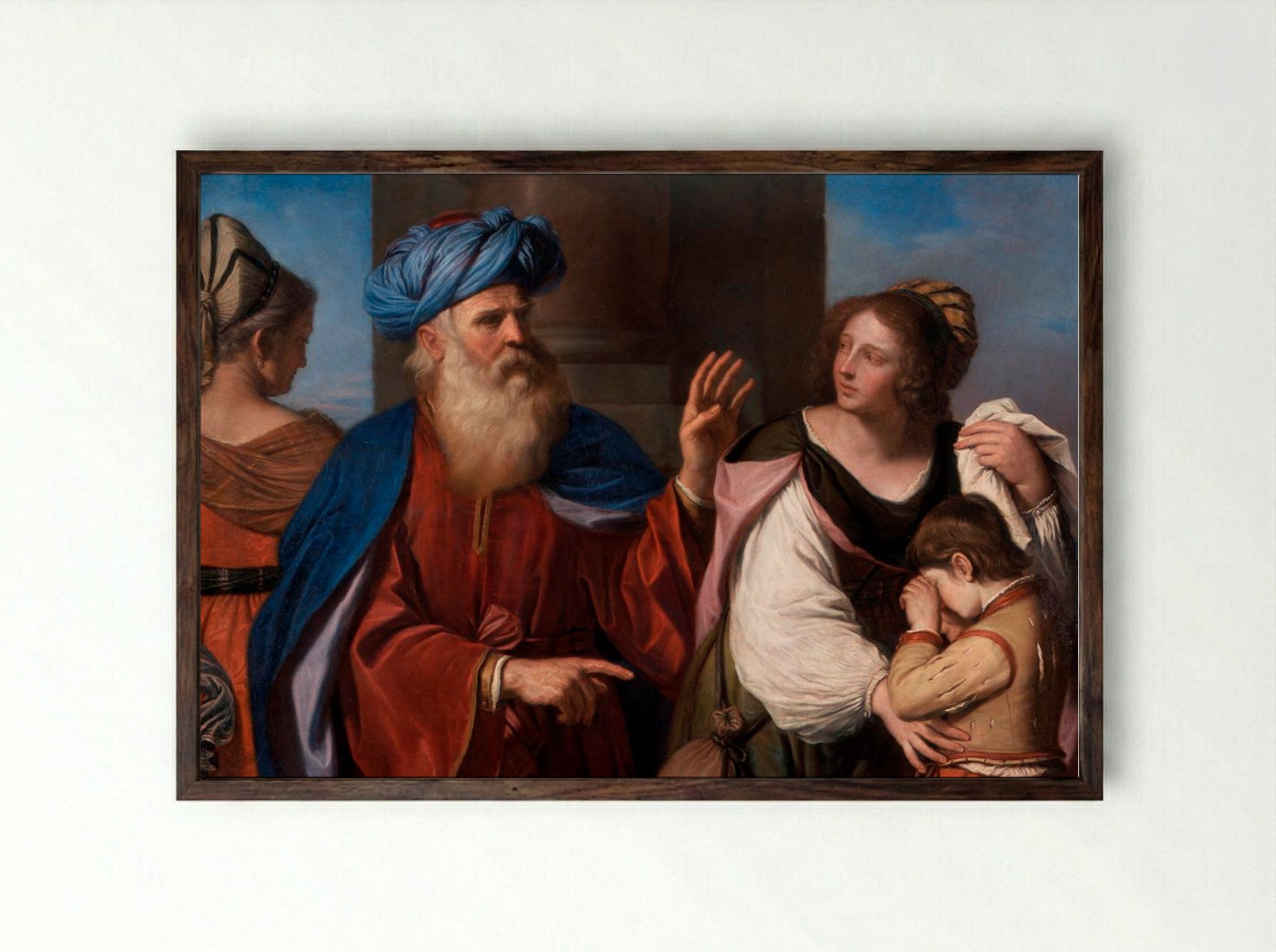 Abraham Casting Out Hagar and Ishmael - Guercino - Framed Print Dark Wood