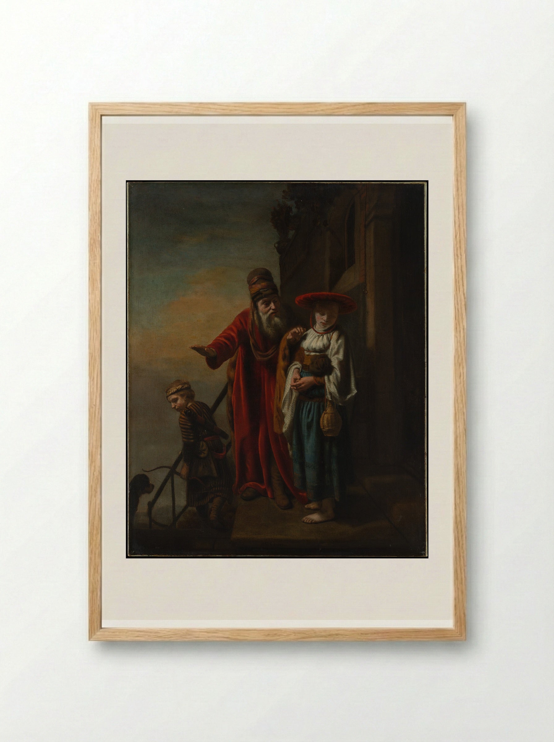 Abraham Dismissing Hagar and Ishmael - Nicolaes Maes - Framed Print Wood