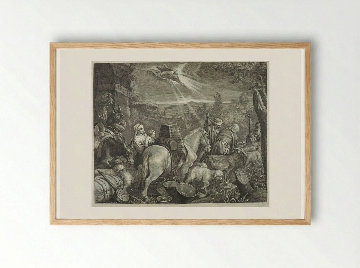 Abraham Leaving the Country of Haran - Cornelis Visscher - Framed Print Wood
