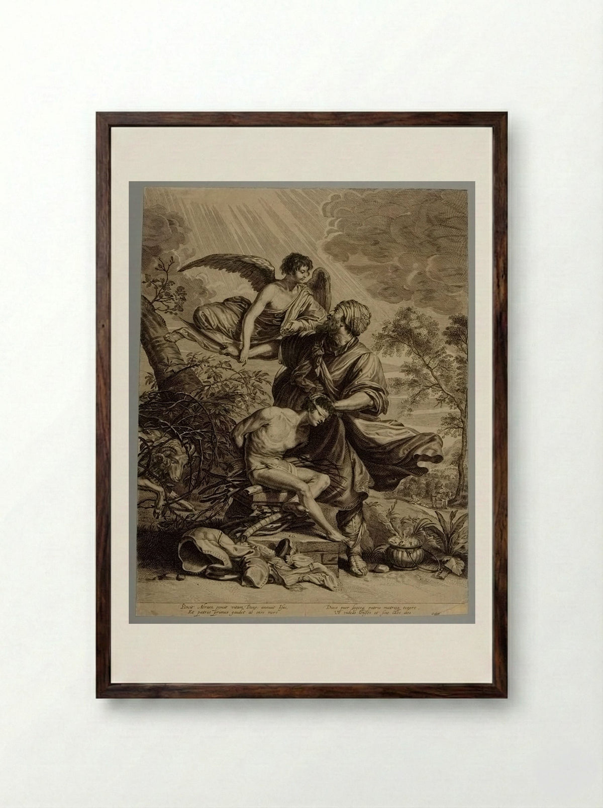 Abraham Offering up Isaac - Schelte Adamsz. Bolswert - Framed Print Dark Wood