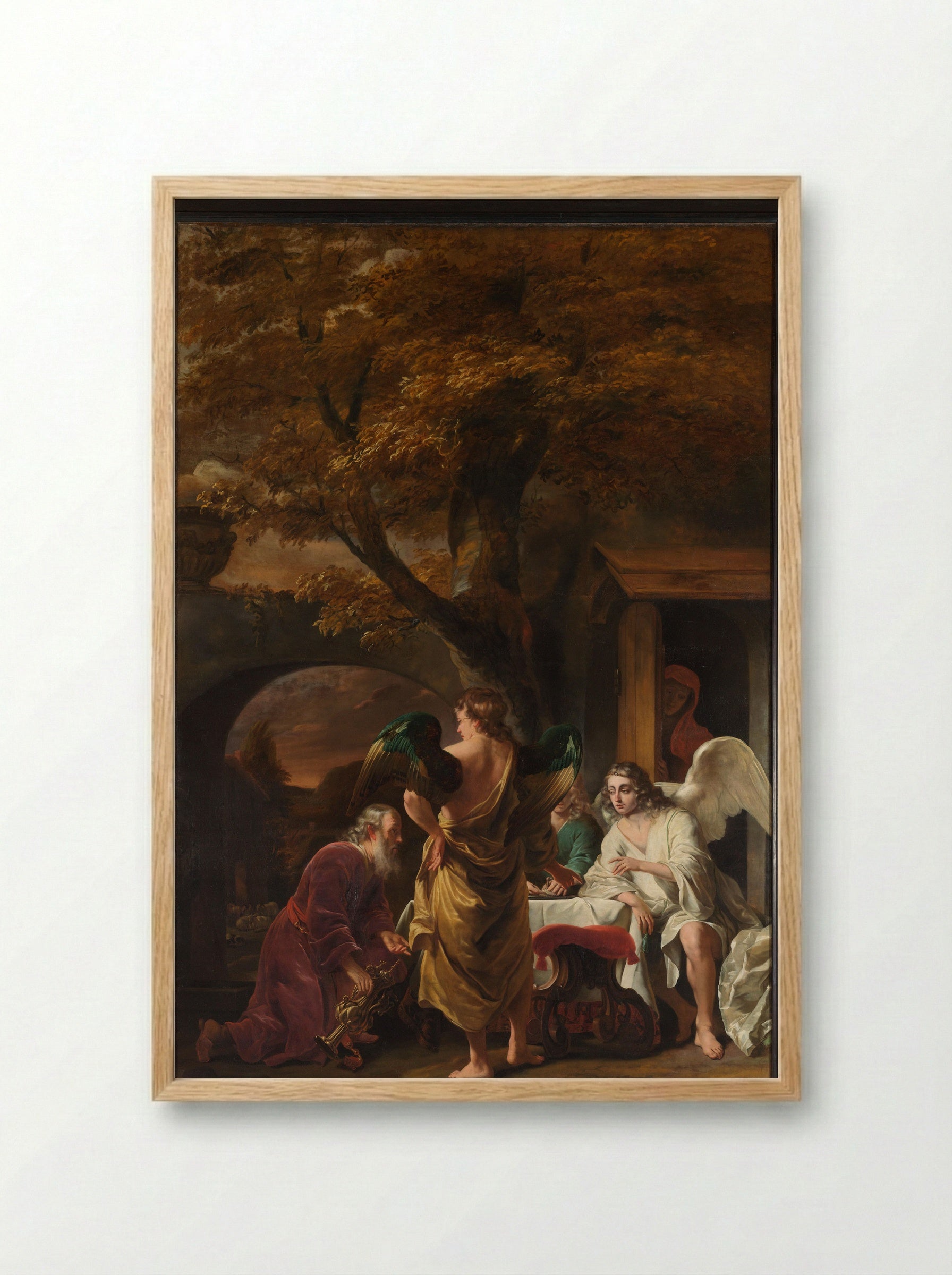 Abraham Receiving the Three Angels - Ferdinand Bol - Framed Print Wood