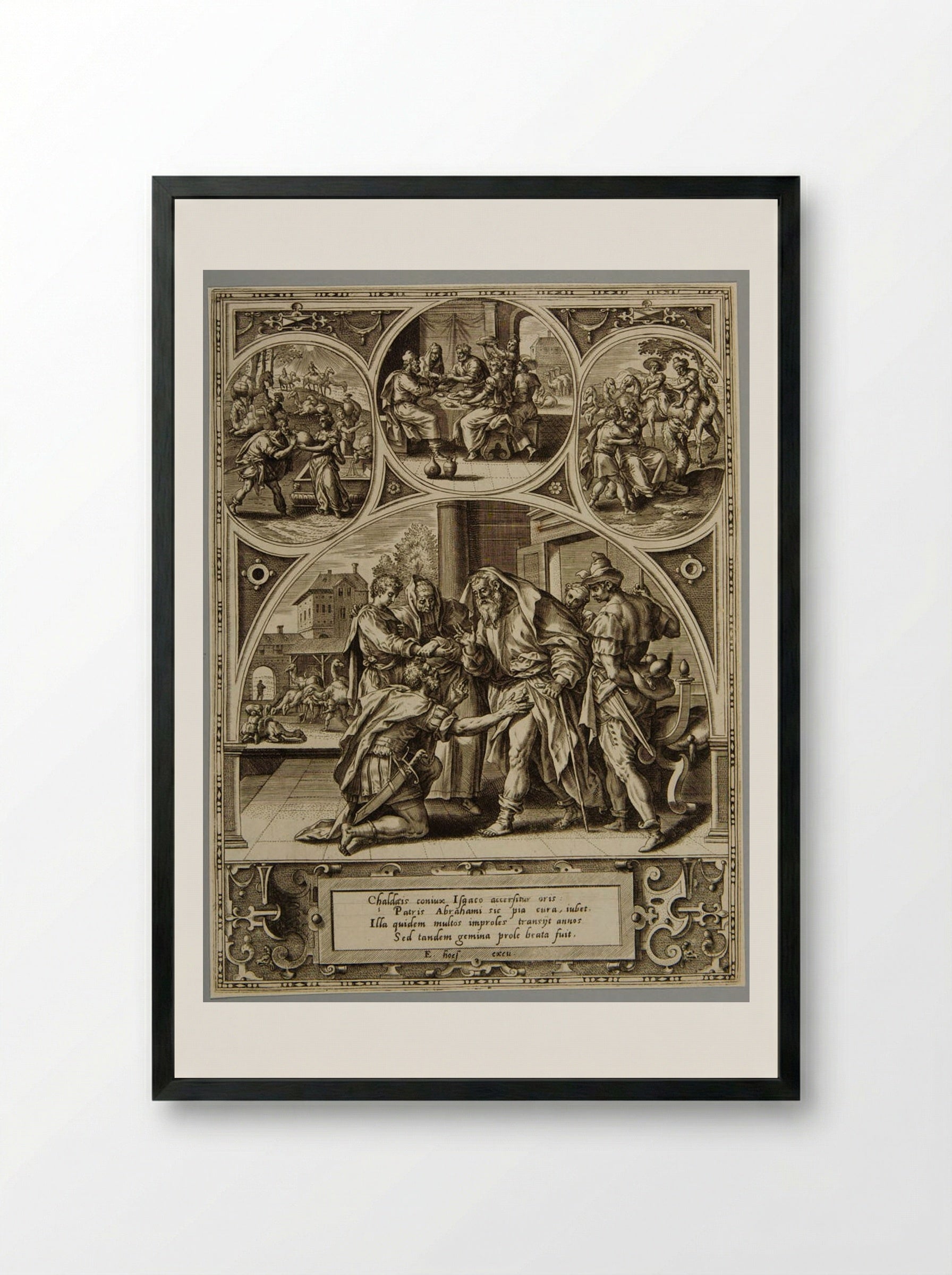 Abraham Sending His Servant for Rebecca - Adriaen Collaert - Framed Print Black