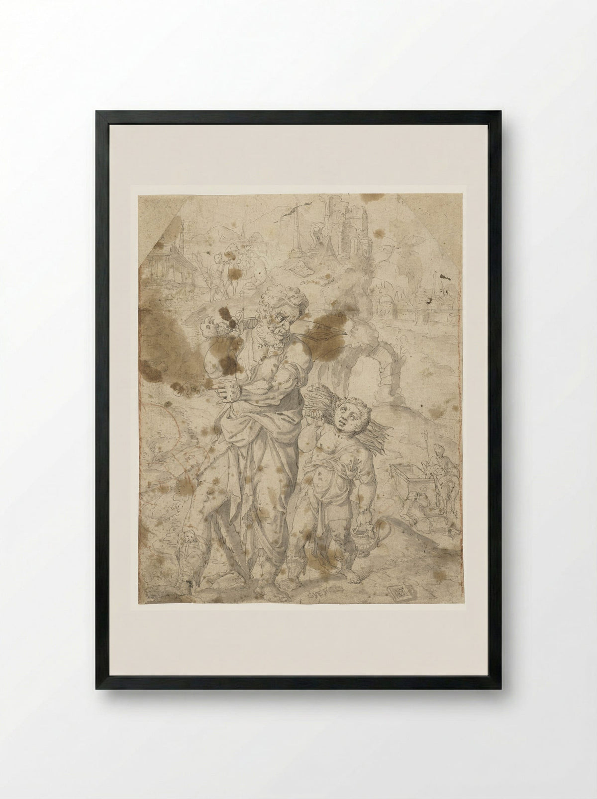 Abraham and Isaac on the Way to the Sacrifice - Monogrammist VCH - Framed Print Black