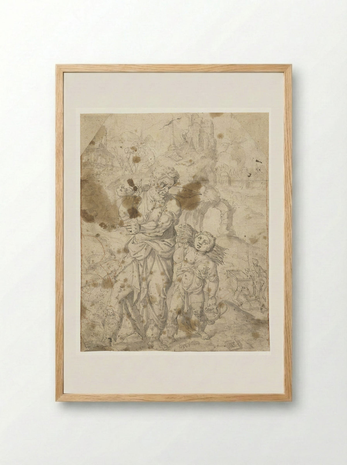 Abraham and Isaac on the Way to the Sacrifice - Monogrammist VCH - Framed Print Wood