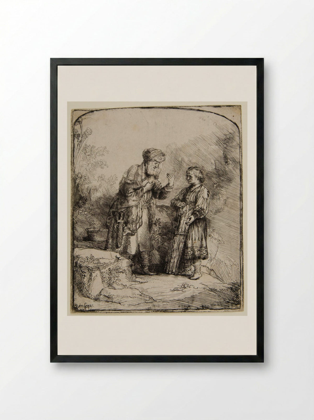 Abraham and Isaac - Rembrandt Harmensz. van Rijn - Framed Print Black