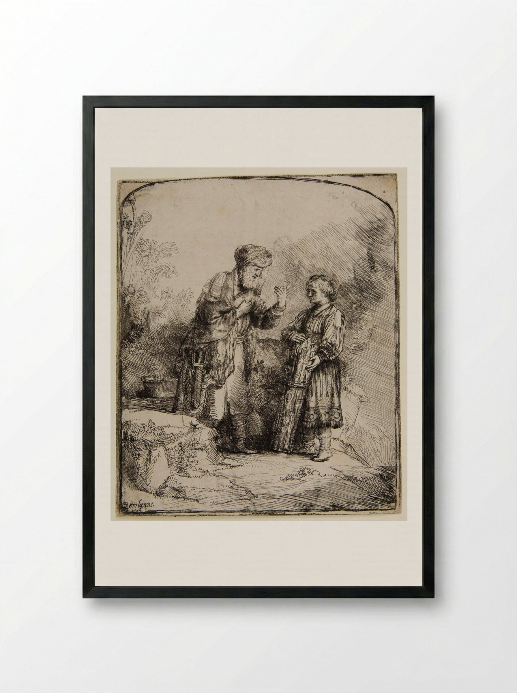 Abraham and Isaac - Rembrandt Harmensz. van Rijn - Framed Print Black