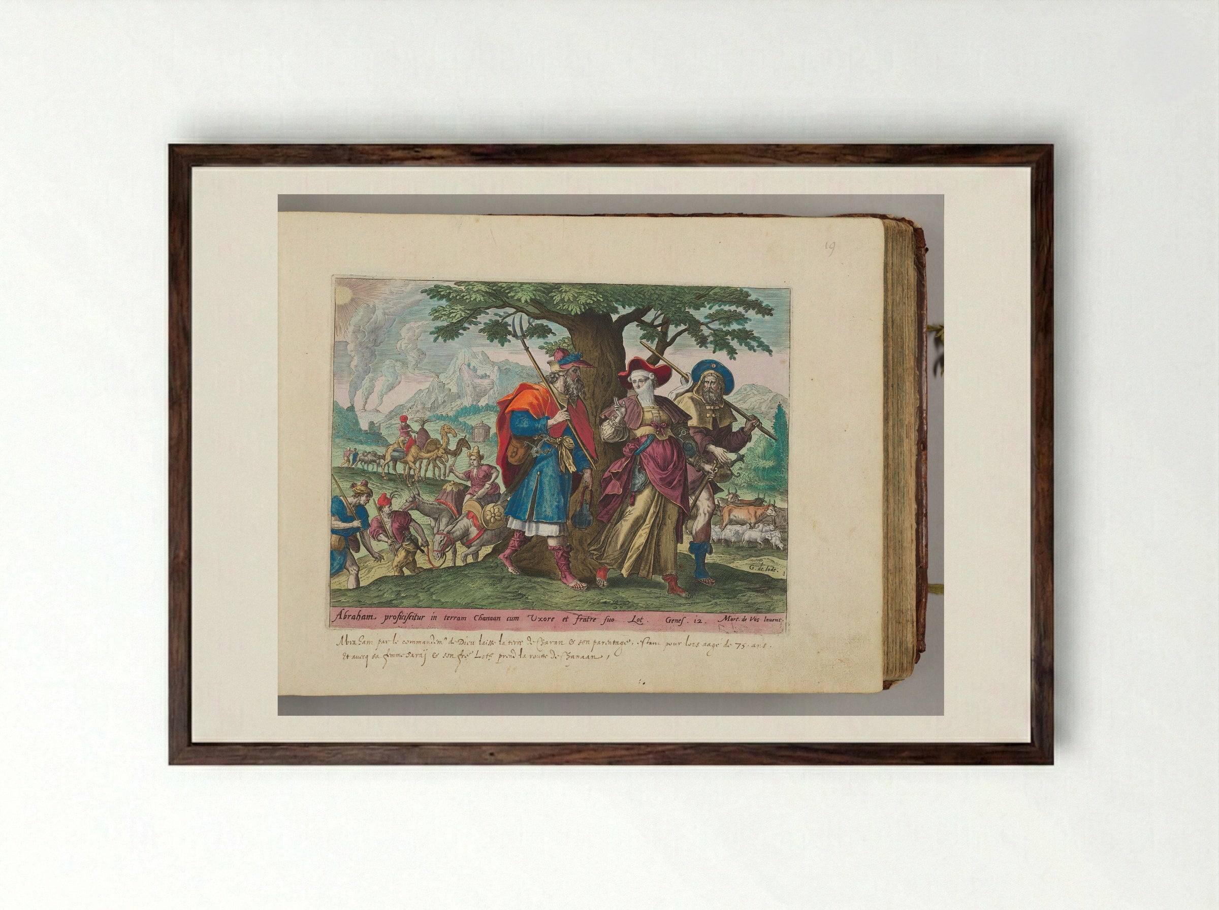 Abraham and Lot Leaving for Canaan - Adriaen Collaert - Framed Print Dark Wood