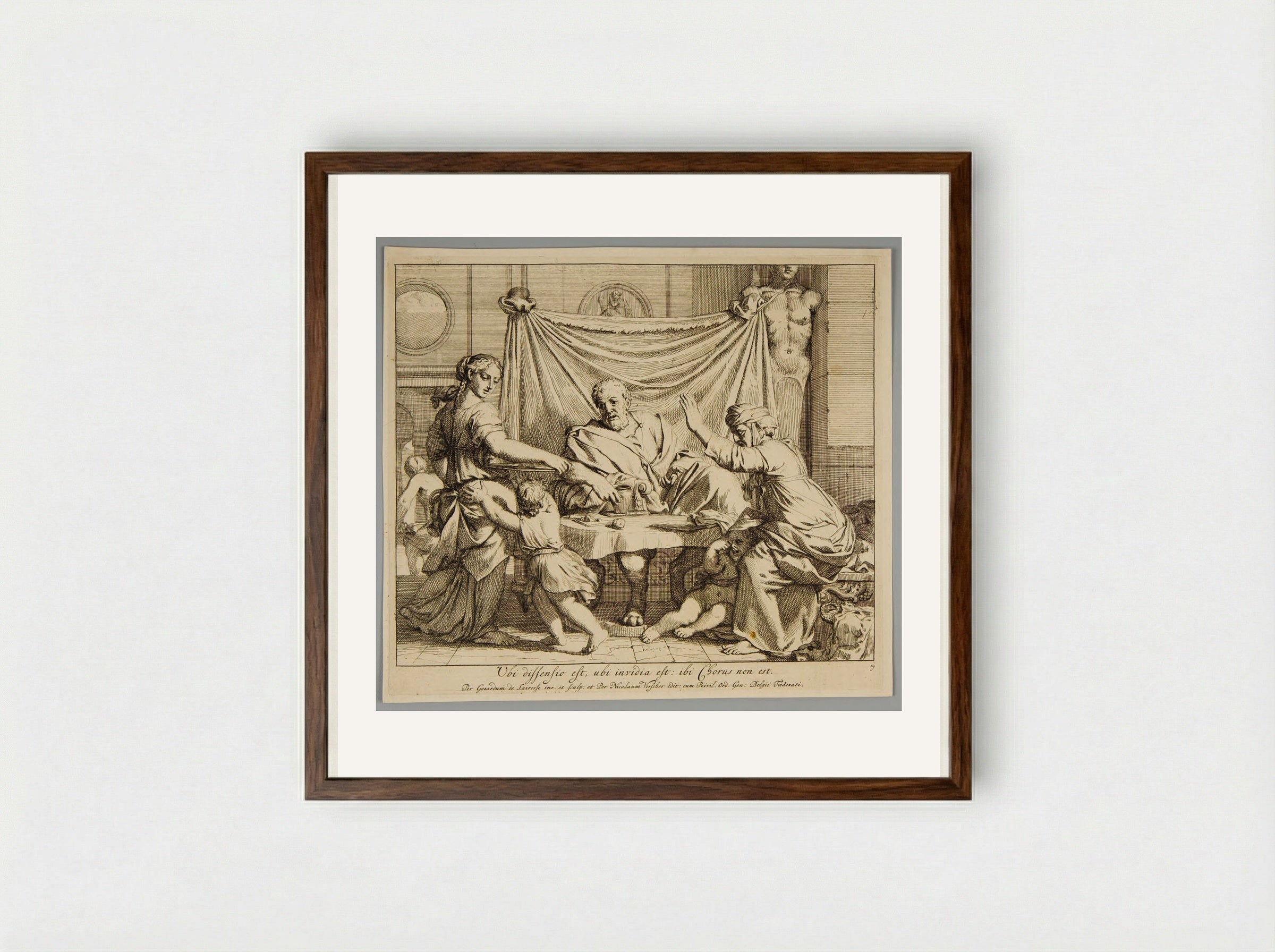 Abraham and Sara at Table - Gérard de Lairesse - Framed Print Dark Wood
