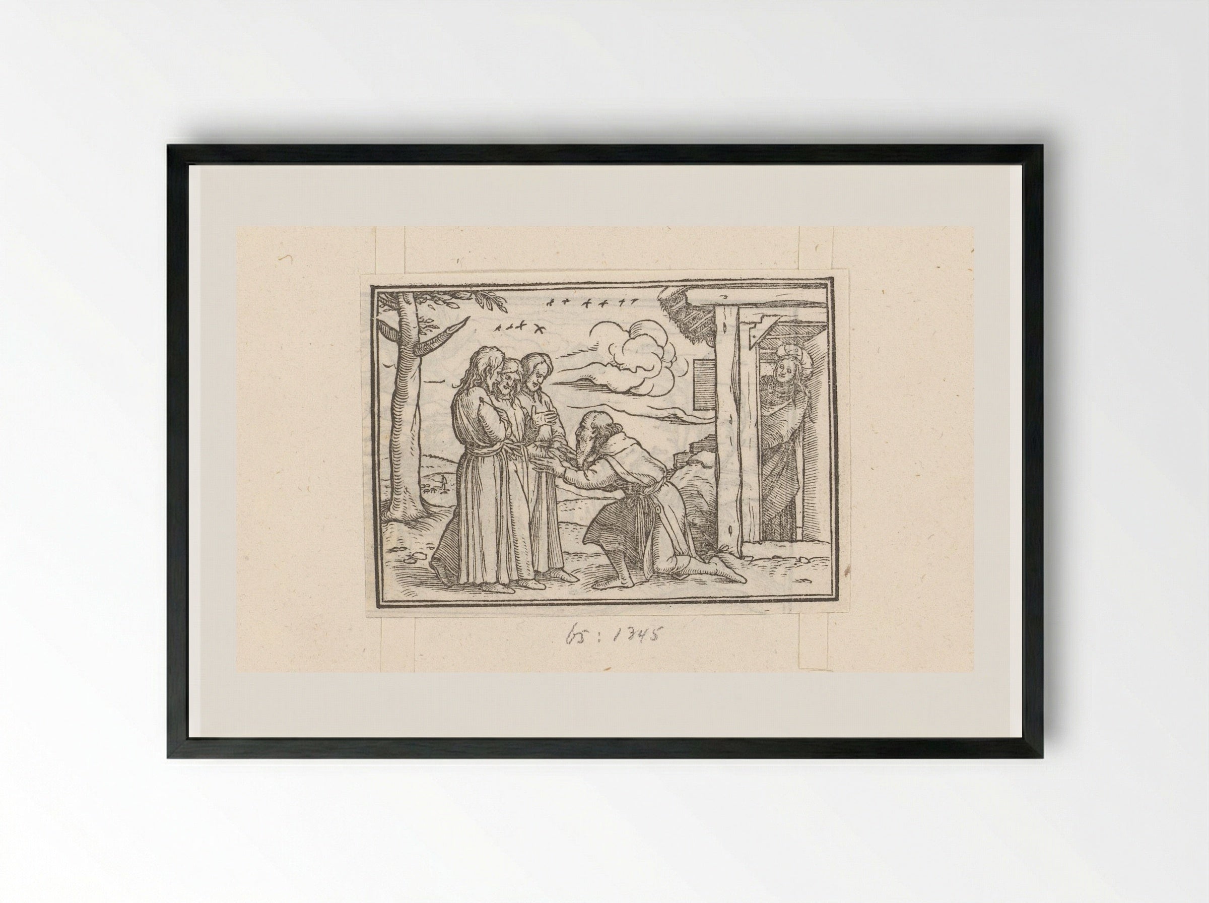 Abraham and the Three Angels - Veit Rudolf Specklin - Framed Print Black