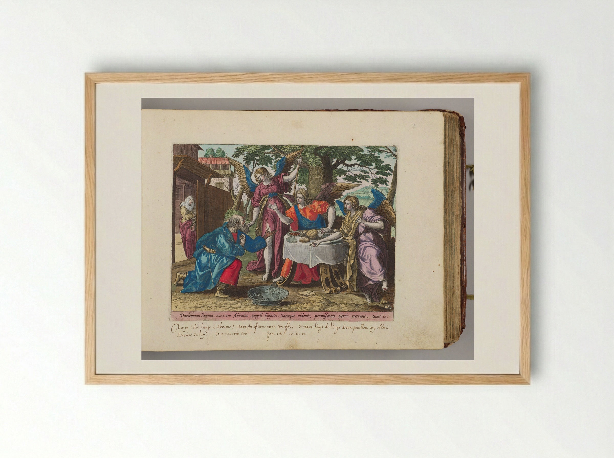 Abraham and the Three Angels - Adriaen Collaert - Framed Print Wood