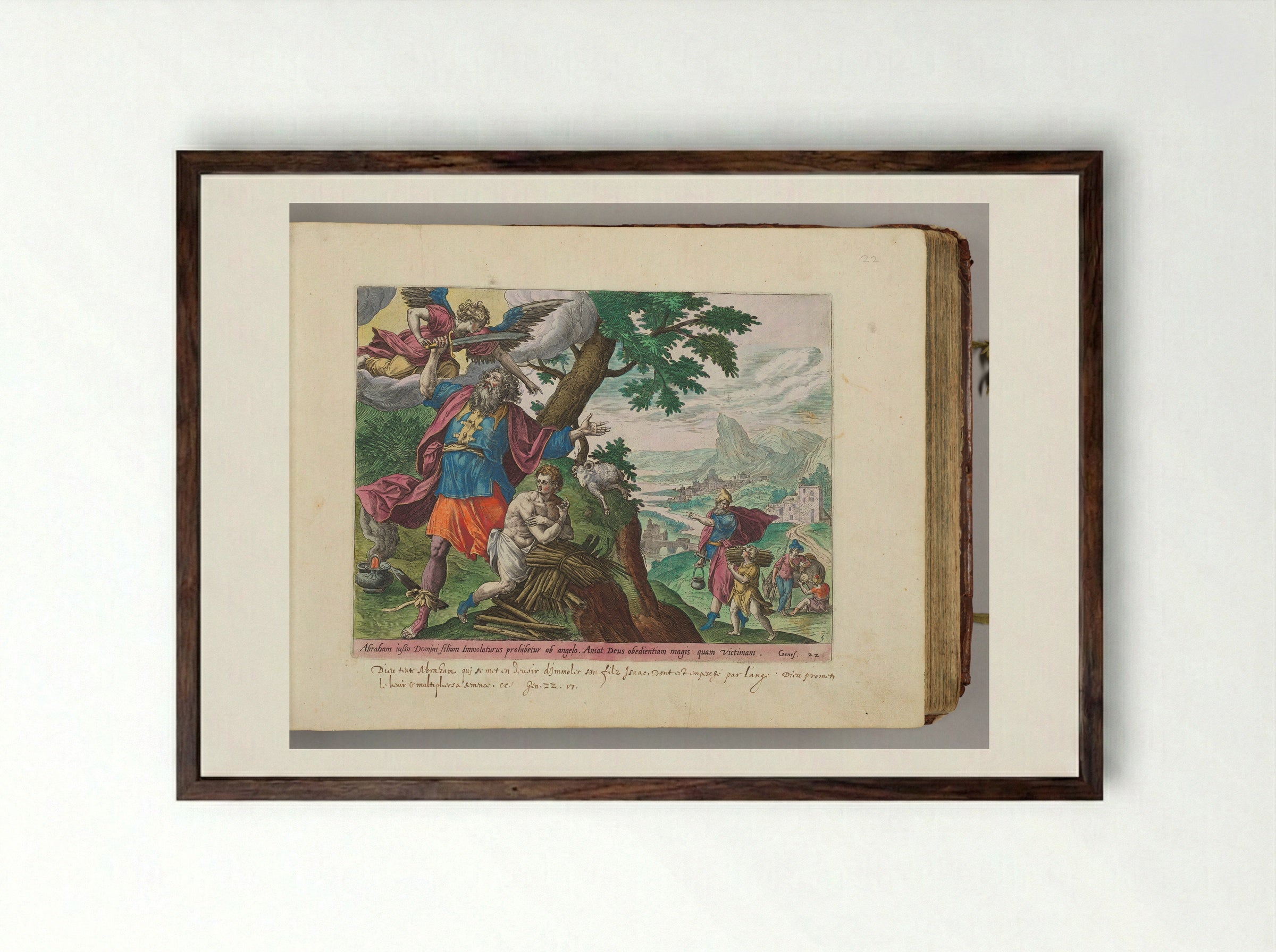 Abraham's Sacrifice of Isaac - Adriaen Collaert - Framed Print Dark Wood