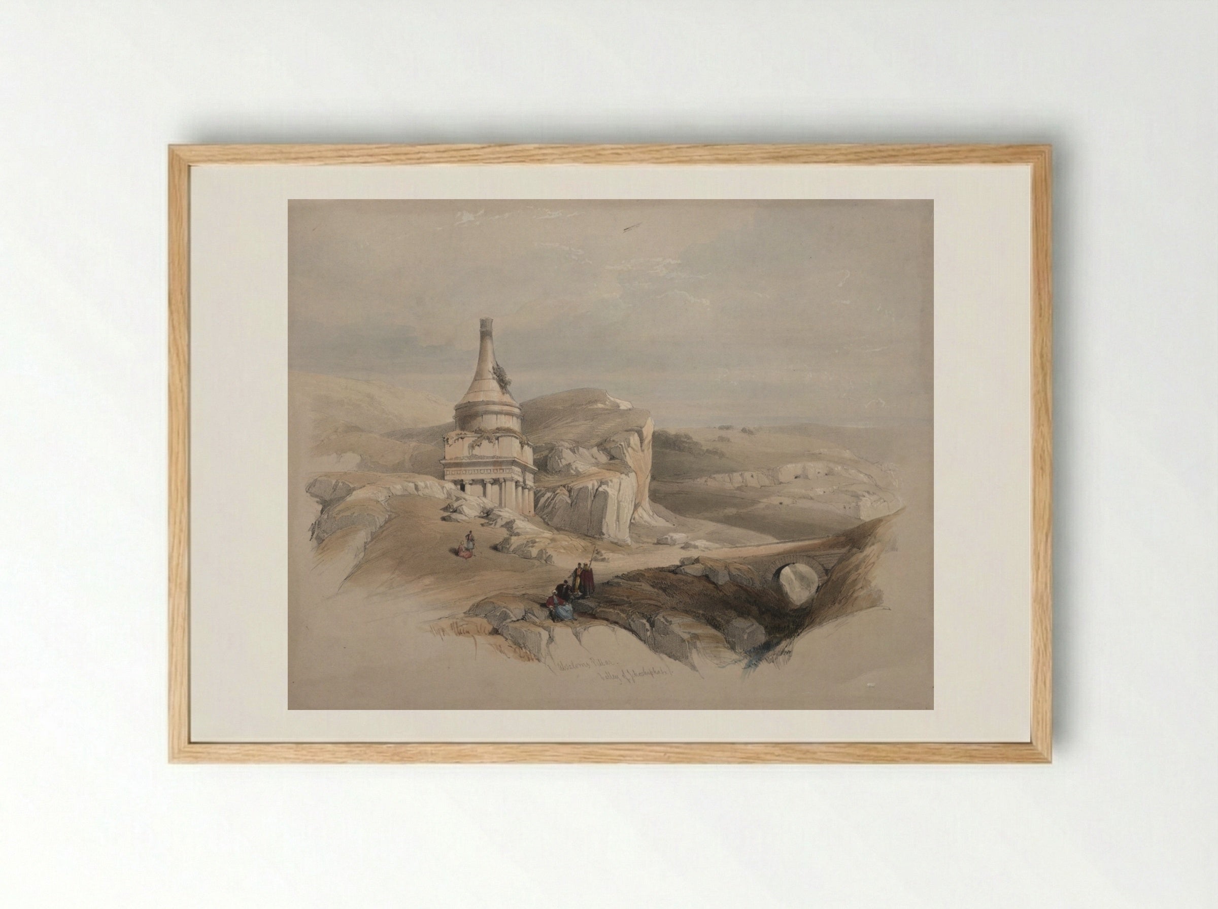 Absalom's Pillar, Valley of Jehoshaphat - David Roberts - Framed Print Wood
