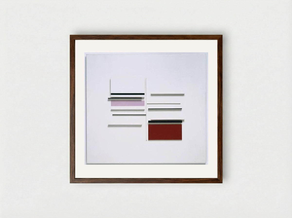 Abstract in White, Black, Indian and Lilac - Victor Pasmore - Framed Print Dark Wood