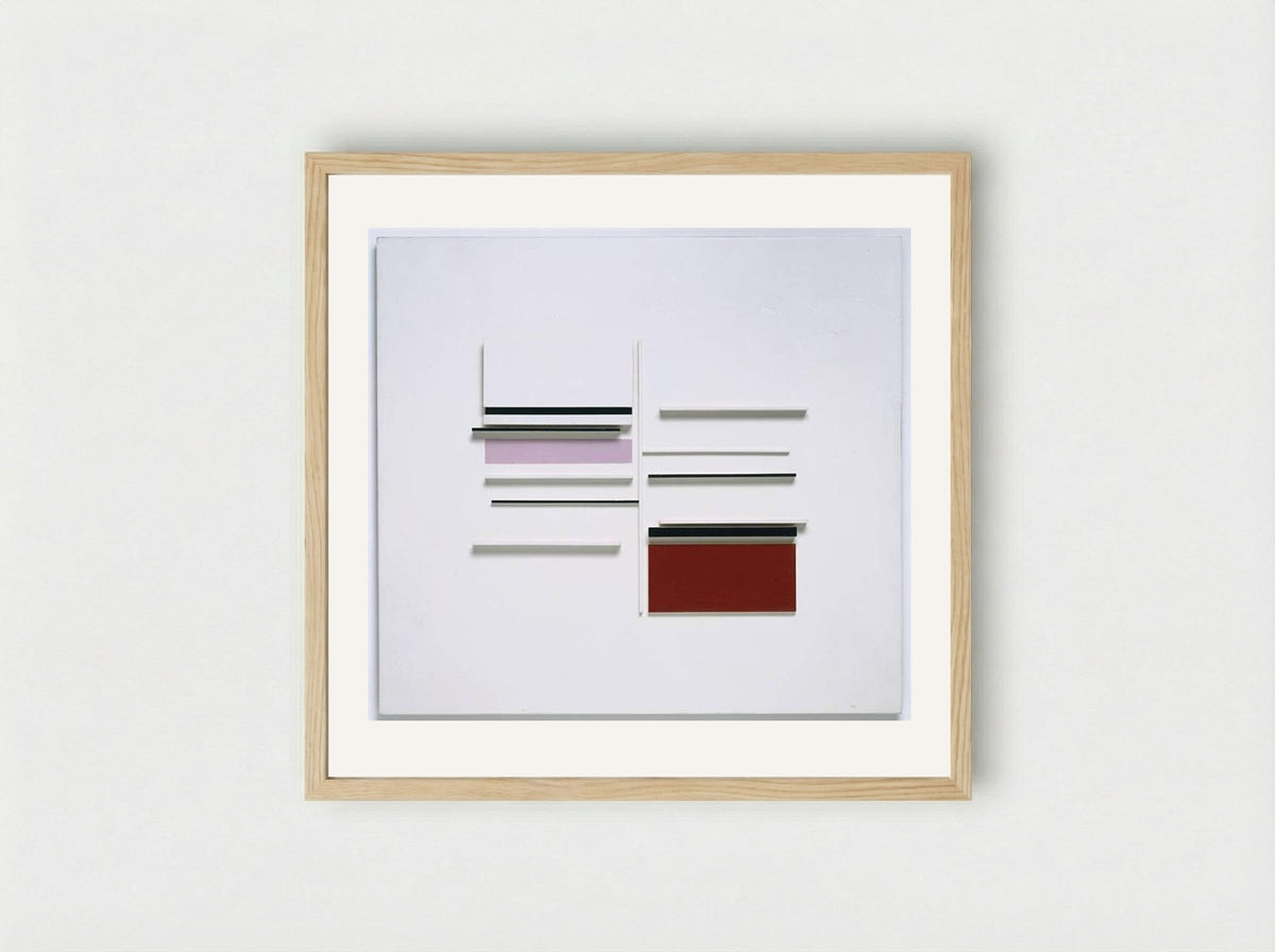 Abstract in White, Black, Indian and Lilac - Victor Pasmore - Framed Print Wood