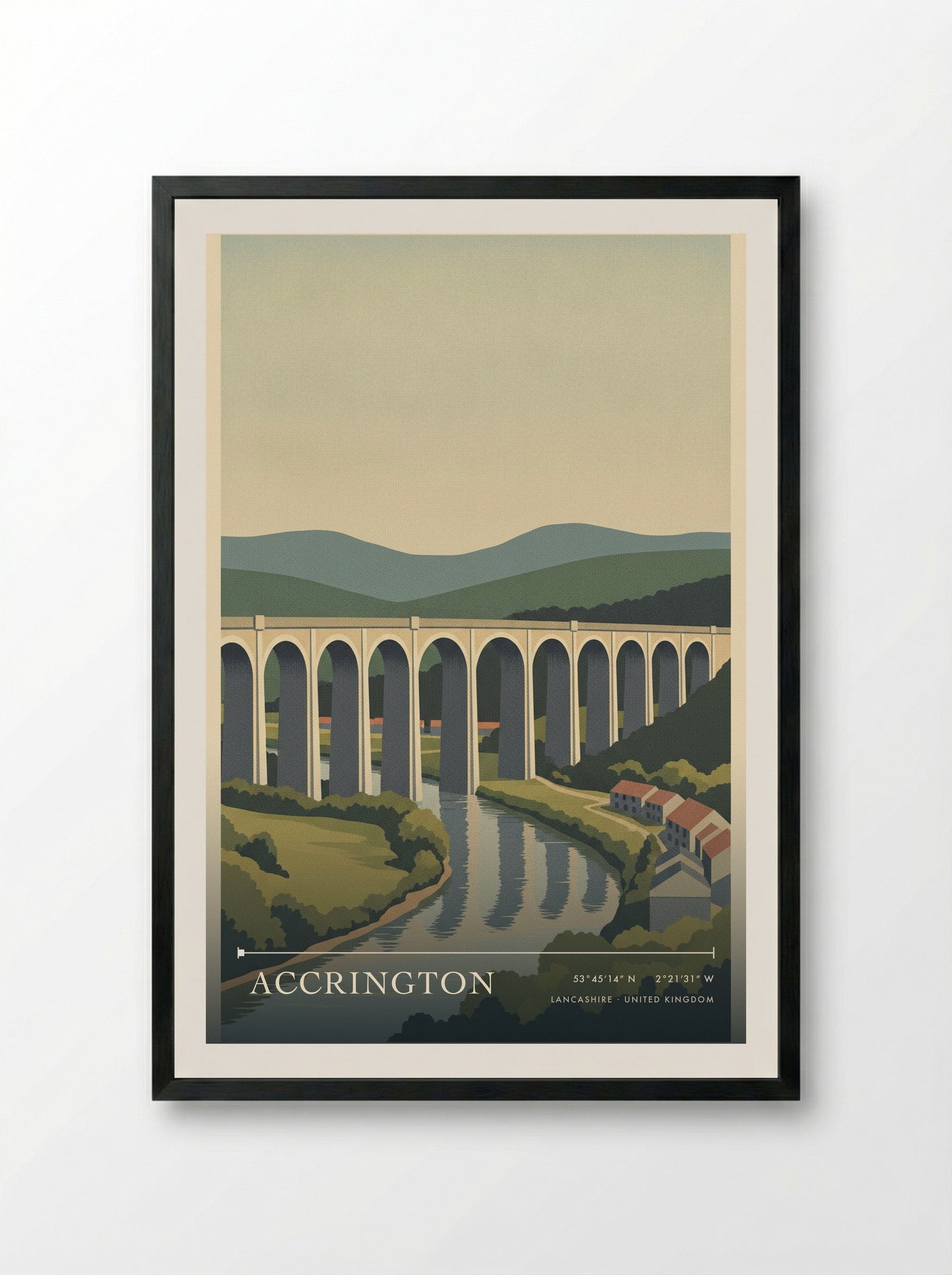 Accrington Lancashire United Kingdom Travel Poster - Framed Print Black