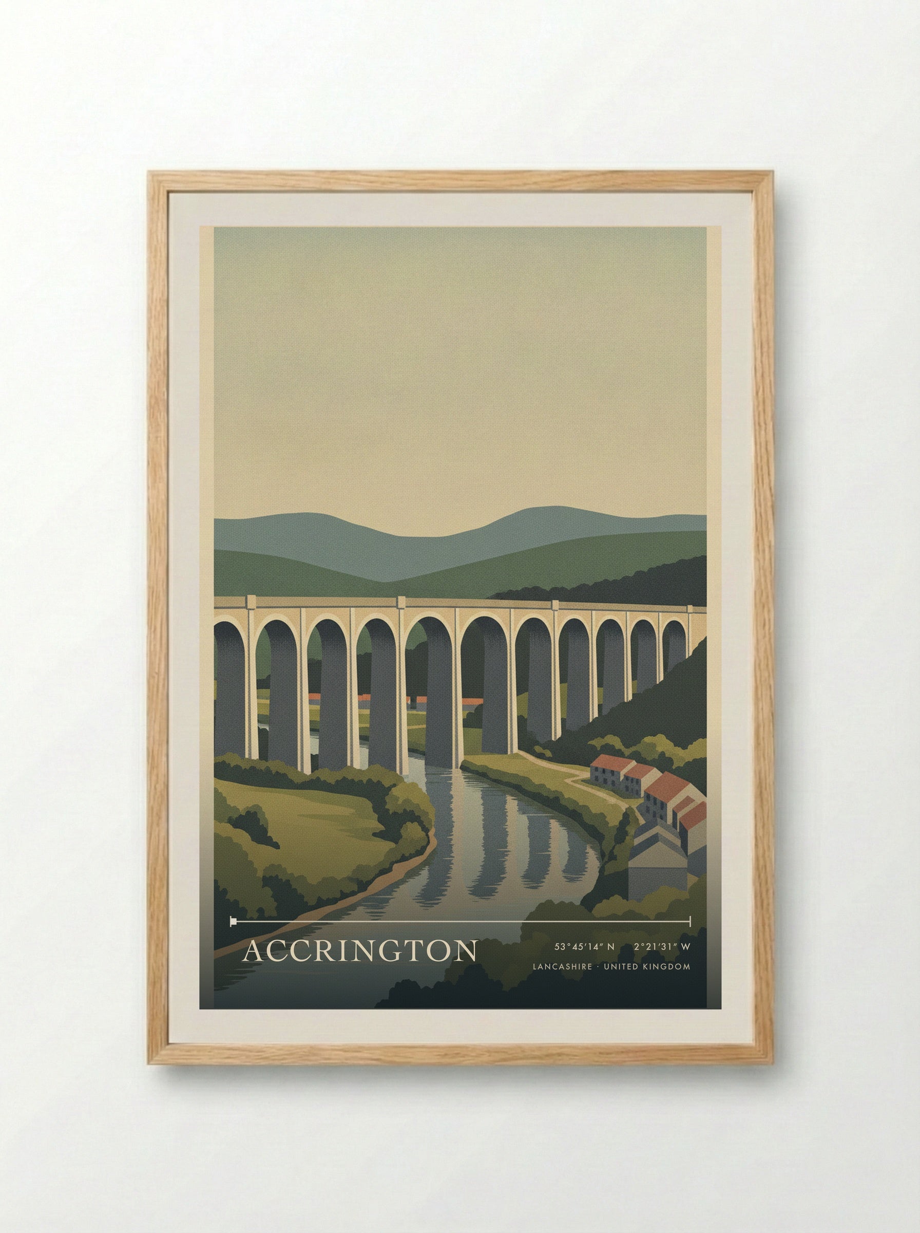 Accrington Lancashire United Kingdom Travel Poster - Framed Print Wood