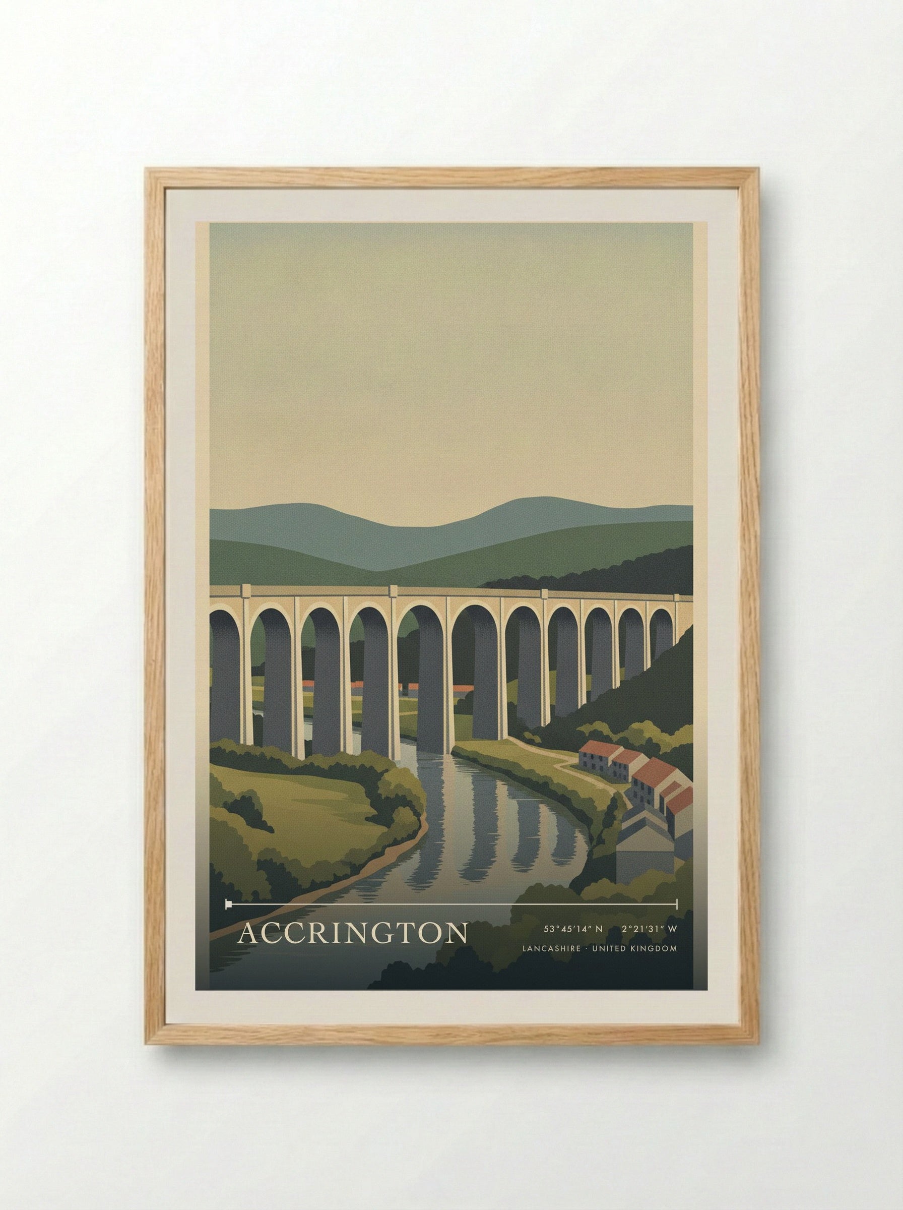 Accrington Lancashire United Kingdom Travel Poster - Framed Print Wood