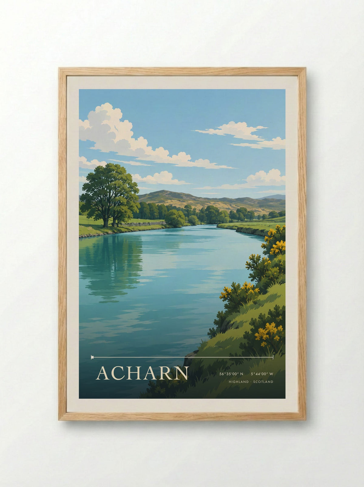 Acharn, Highland | Travel Poster - Framed Print Wood