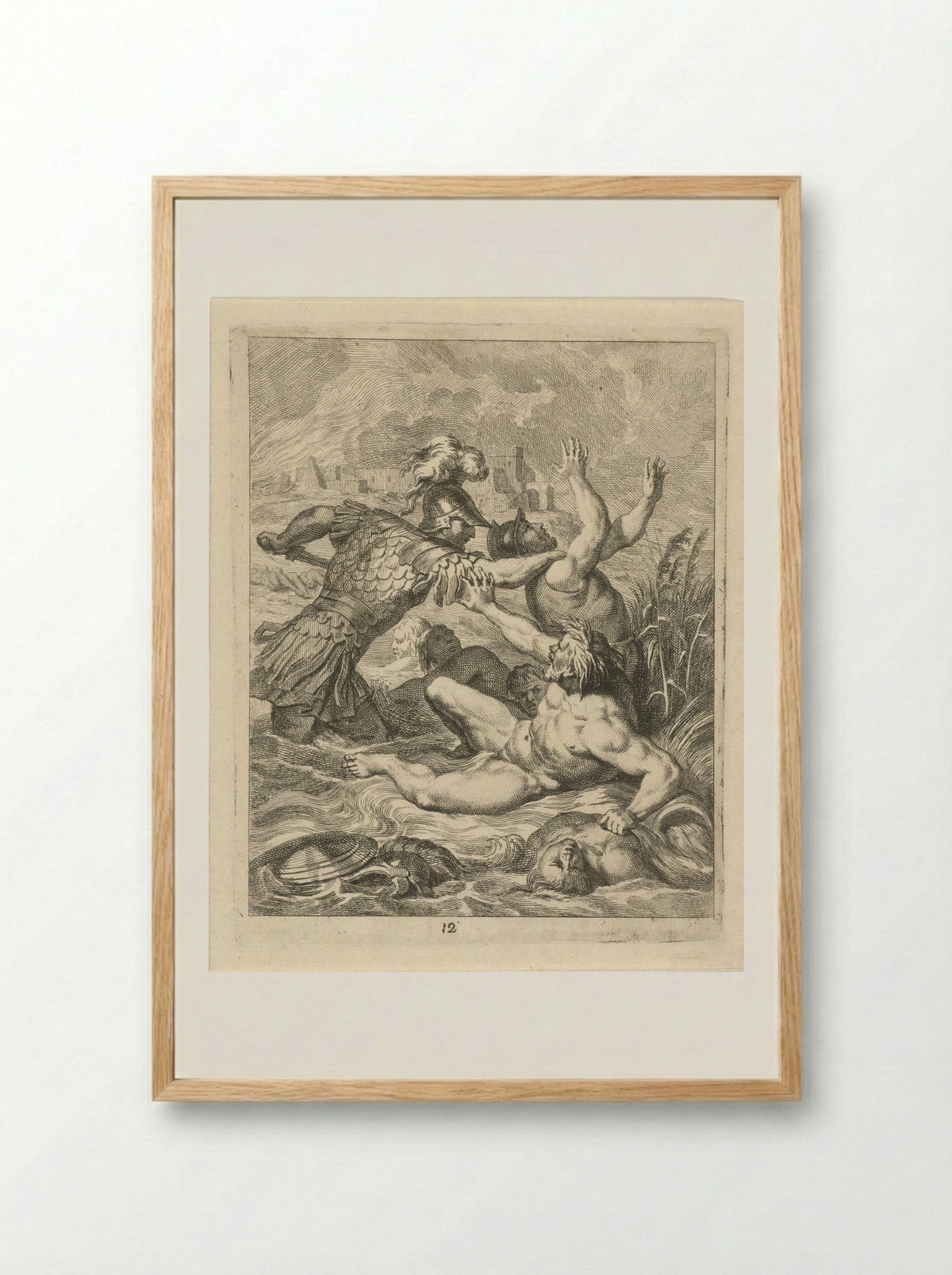 Achilles Fights the River God Scamander - J. Alexander Janssens - Framed Print Wood