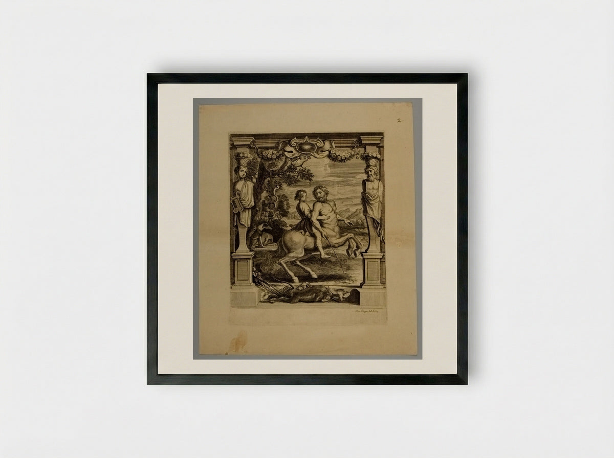 Achilles Instructed by Cheiron - Frans Ertinger - Framed Print Black