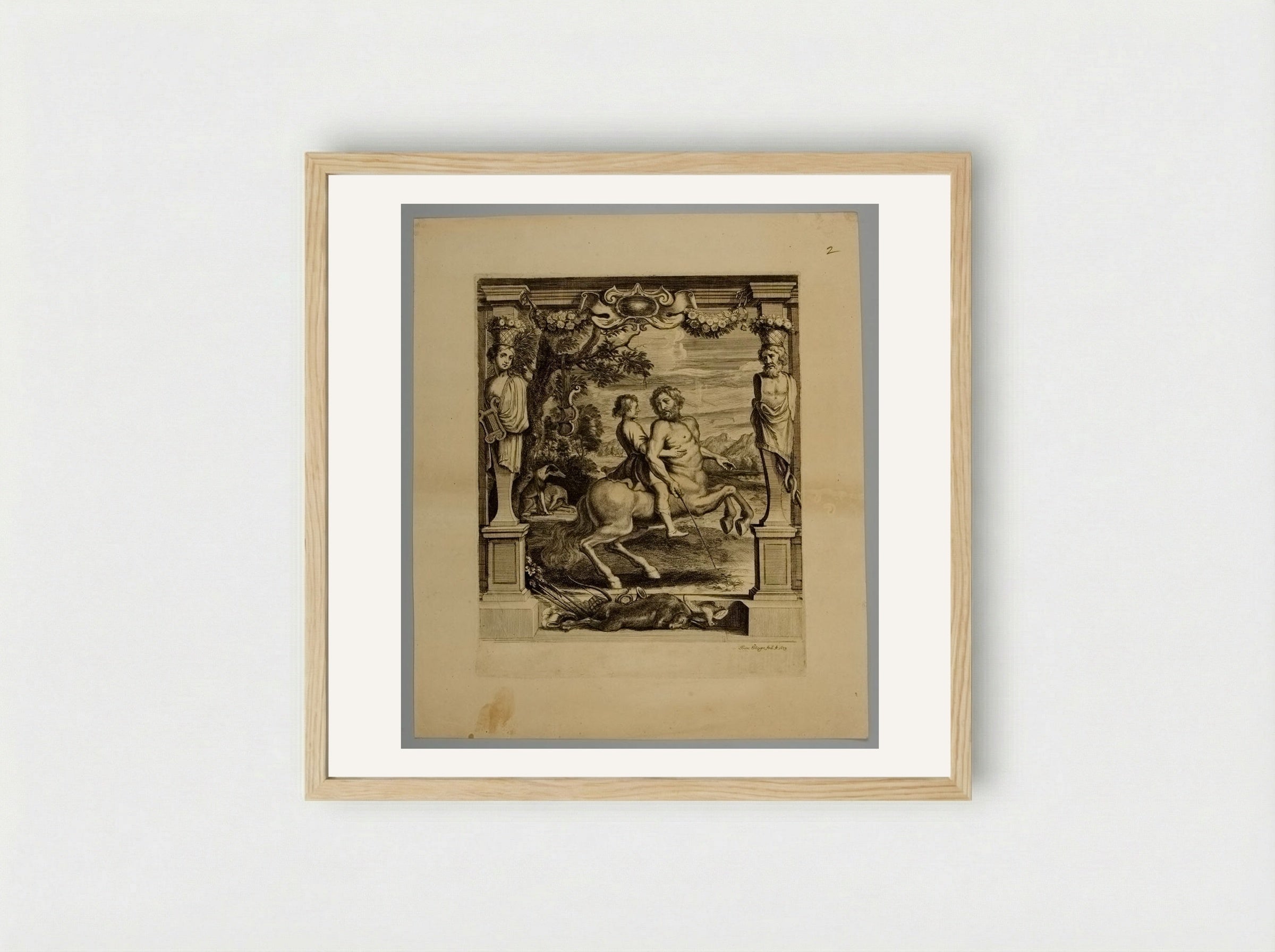 Achilles Instructed by Cheiron - Frans Ertinger - Framed Print Wood
