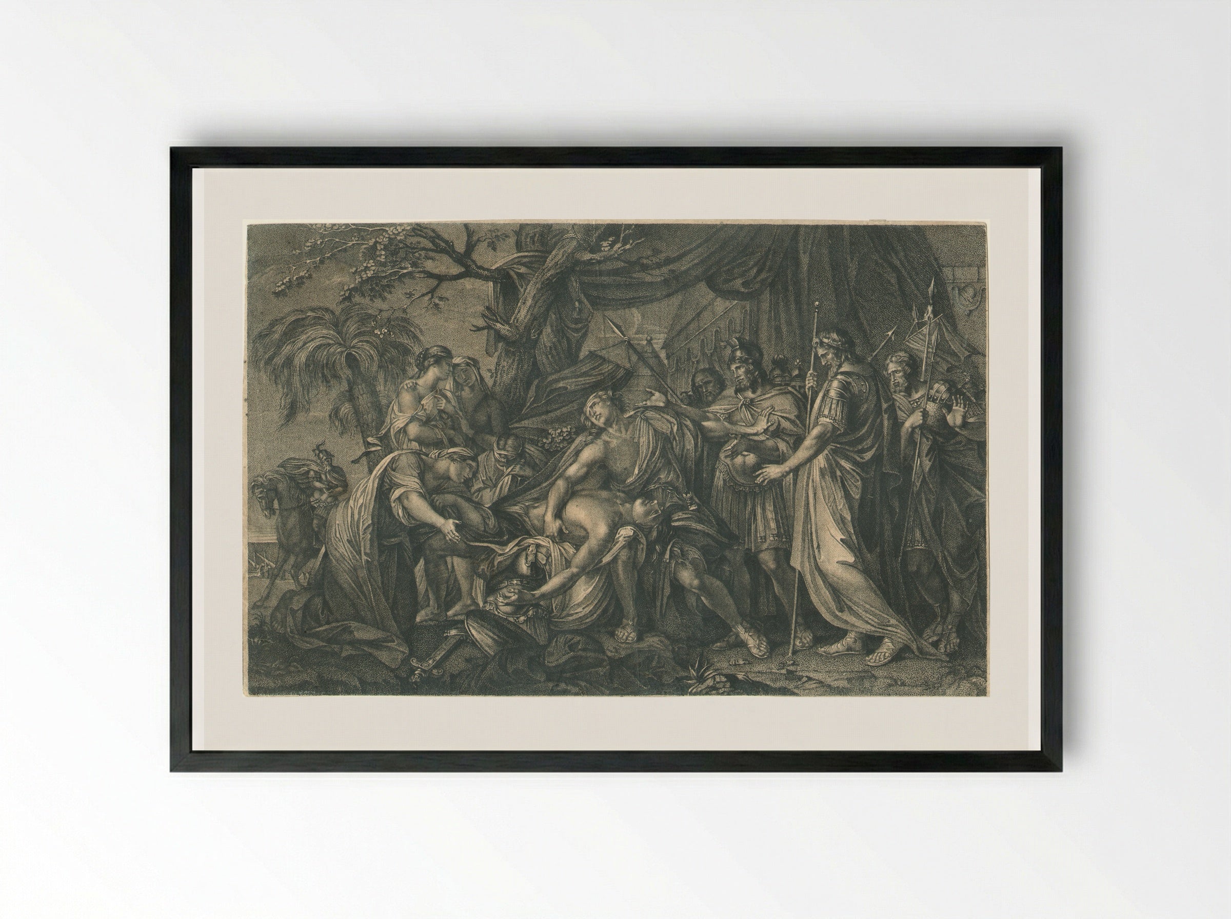 Achilles Laments the Death of Patroclus - Domenico Cunego - Framed Print Black