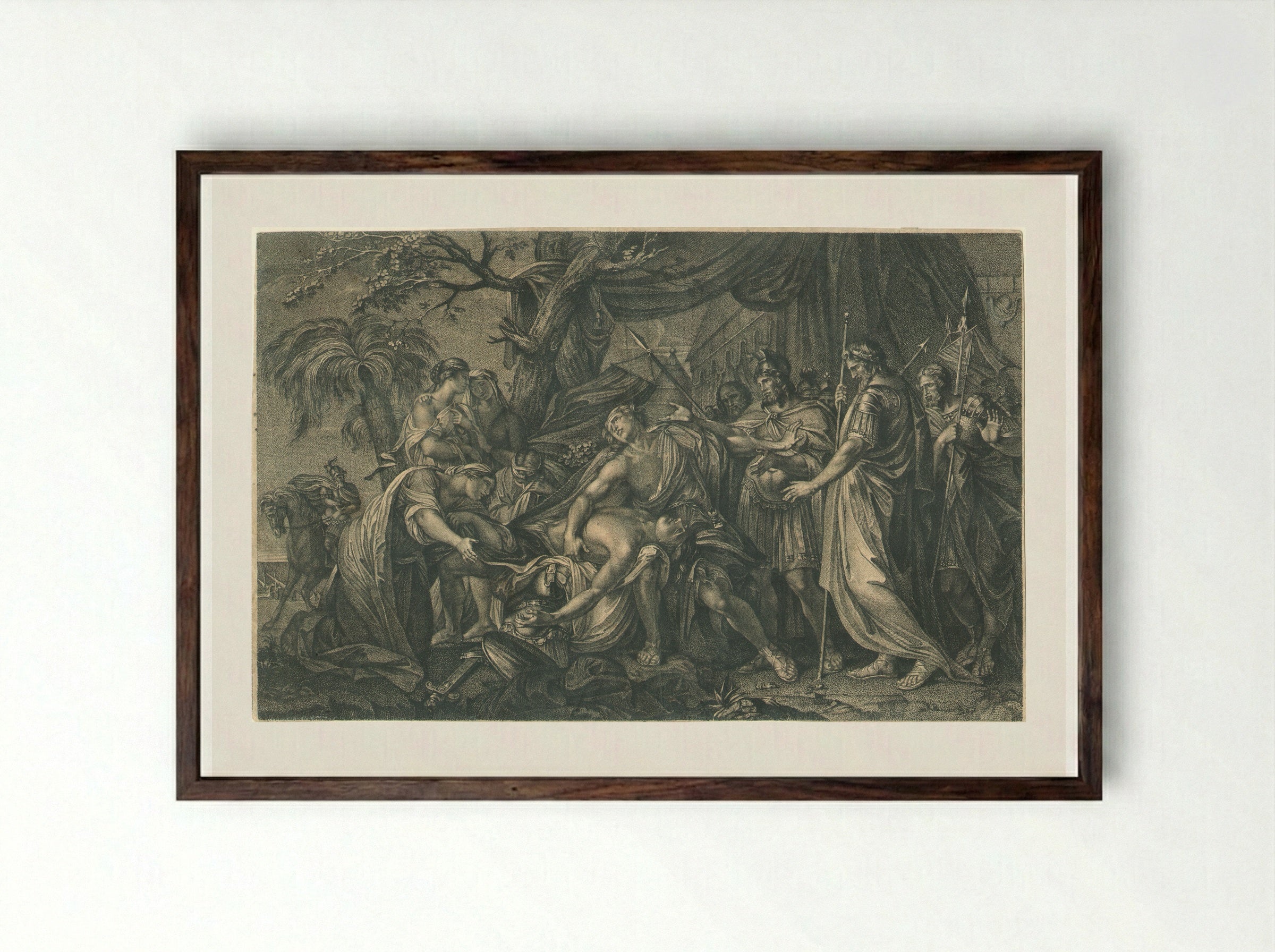 Achilles Laments the Death of Patroclus - Domenico Cunego - Framed Print Dark Wood
