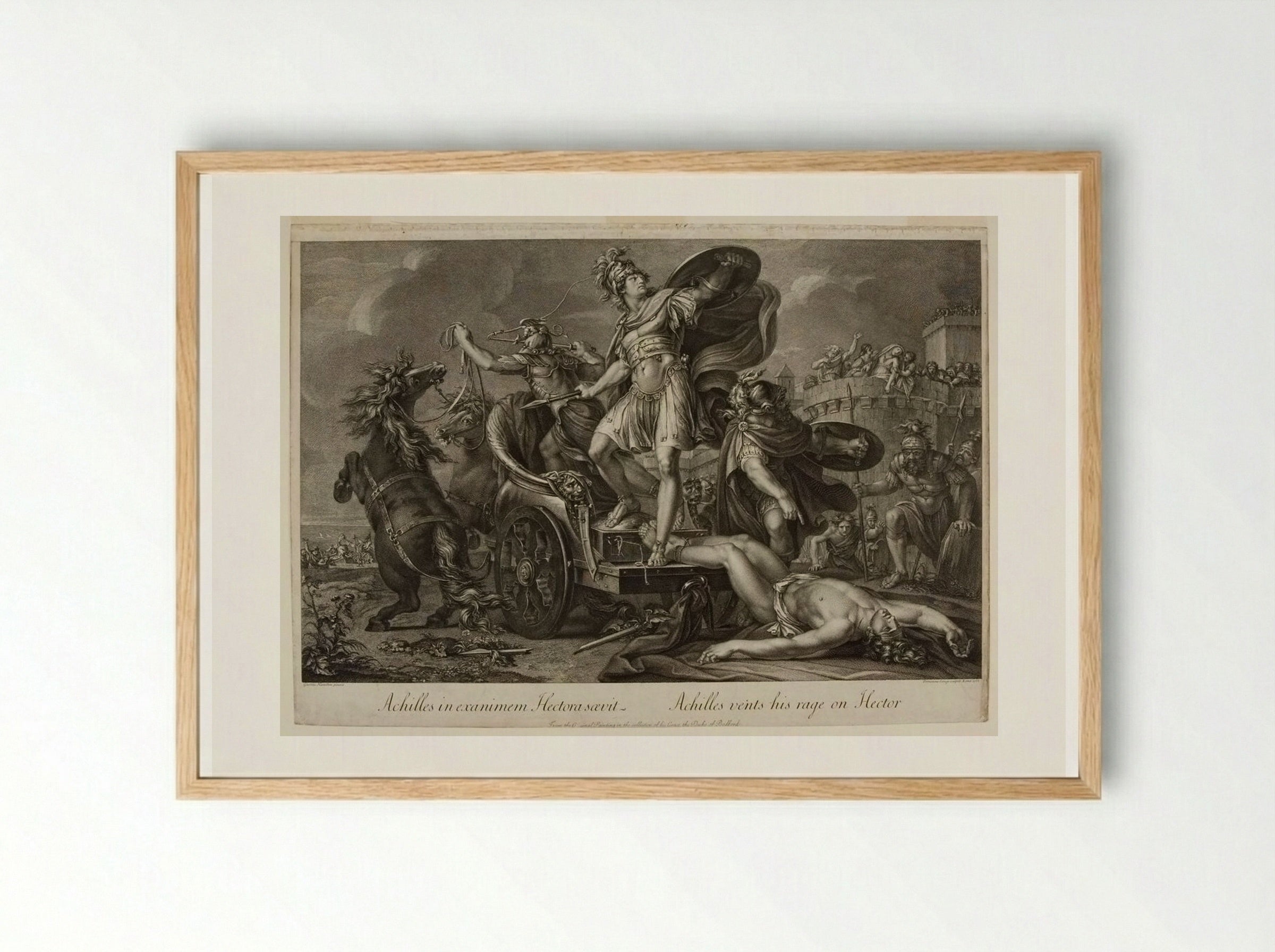 Achilles vents his rage on Hector - Domenico Cunego - Framed Print Wood
