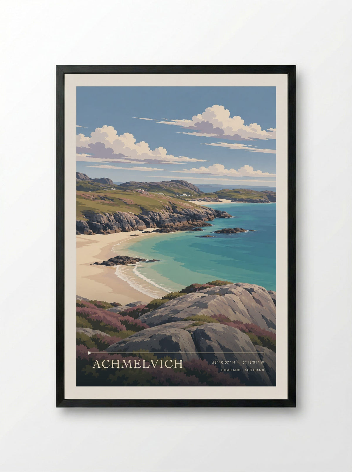 Achmelvich, Highland | Travel Poster - Framed Print Black
