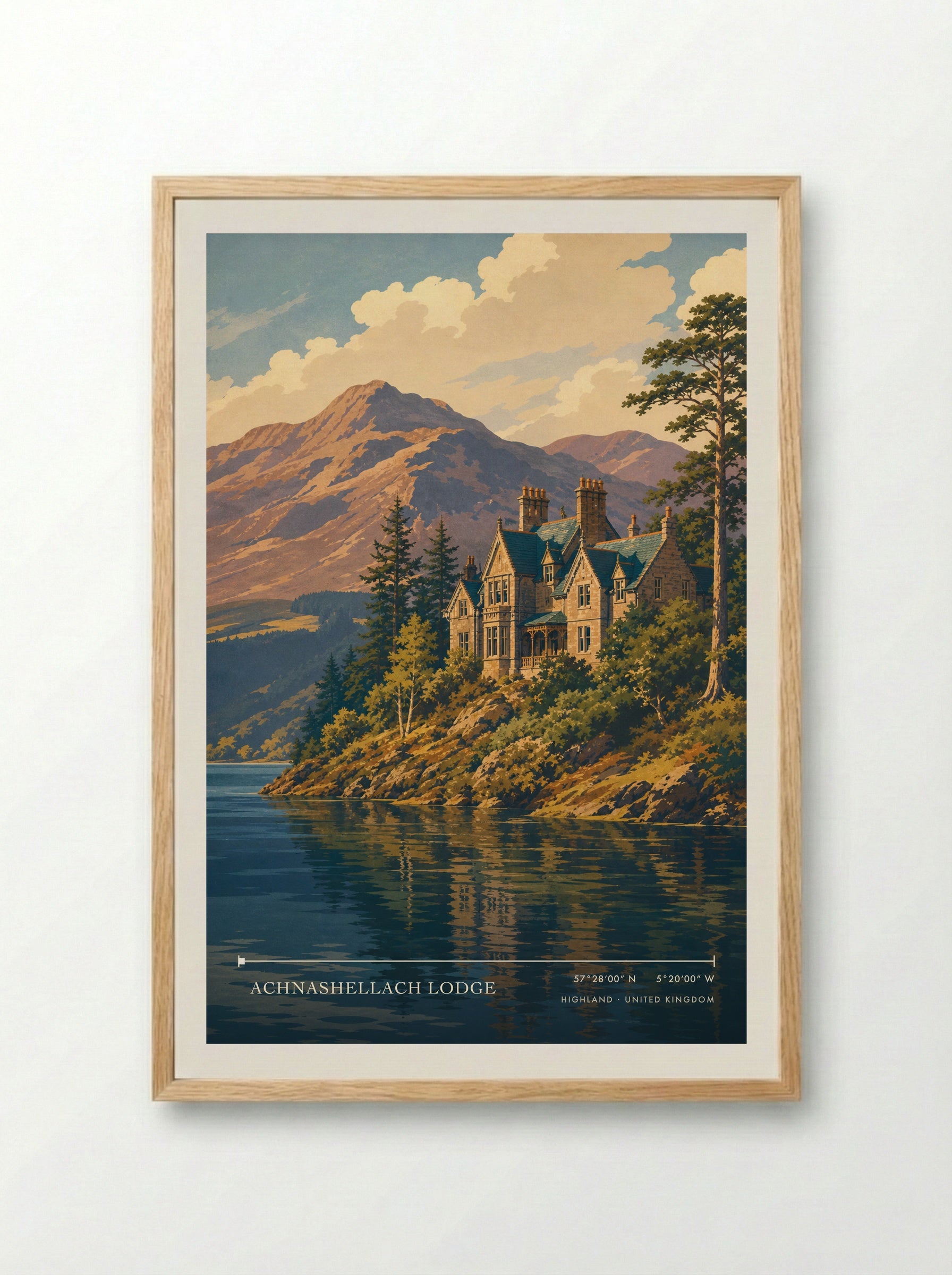 Achnashellach Lodge Highland United Kingdom Travel Poster - Framed Print Wood