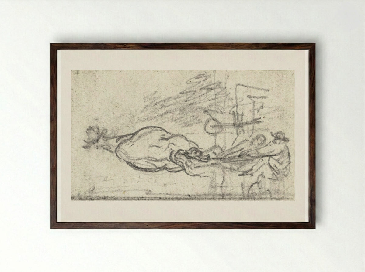 Achterkant van een vierwielige kar - Simon Andreas Krausz - Framed Print Dark Wood
