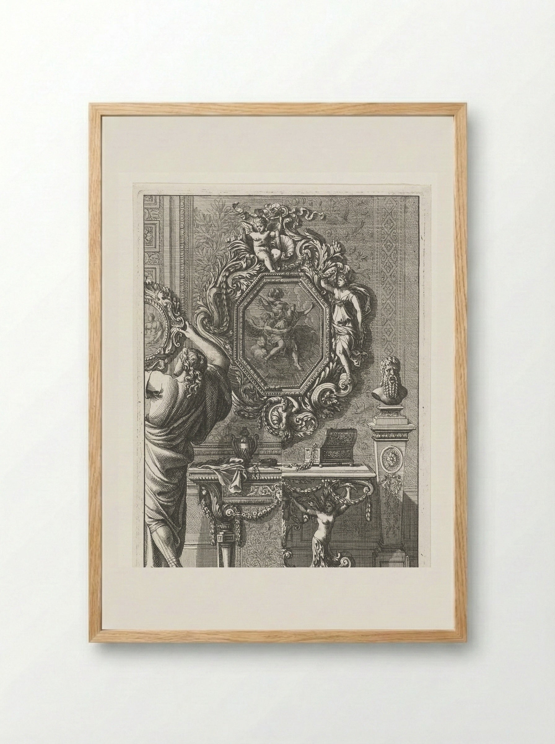Achthoekige spiegel (Octagonal Mirror) - Jean Lepautre - Framed Print Wood