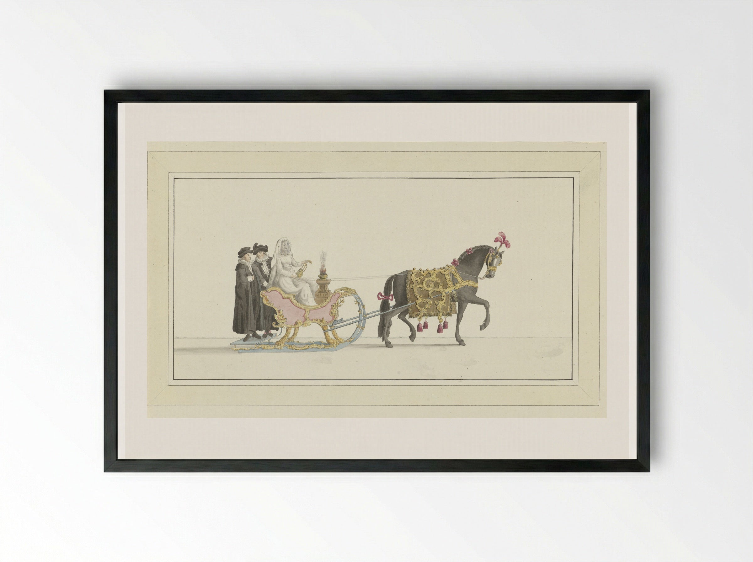 Achtste slede (Eighth Sleigh) - Abraham Delfos - Framed Print Black