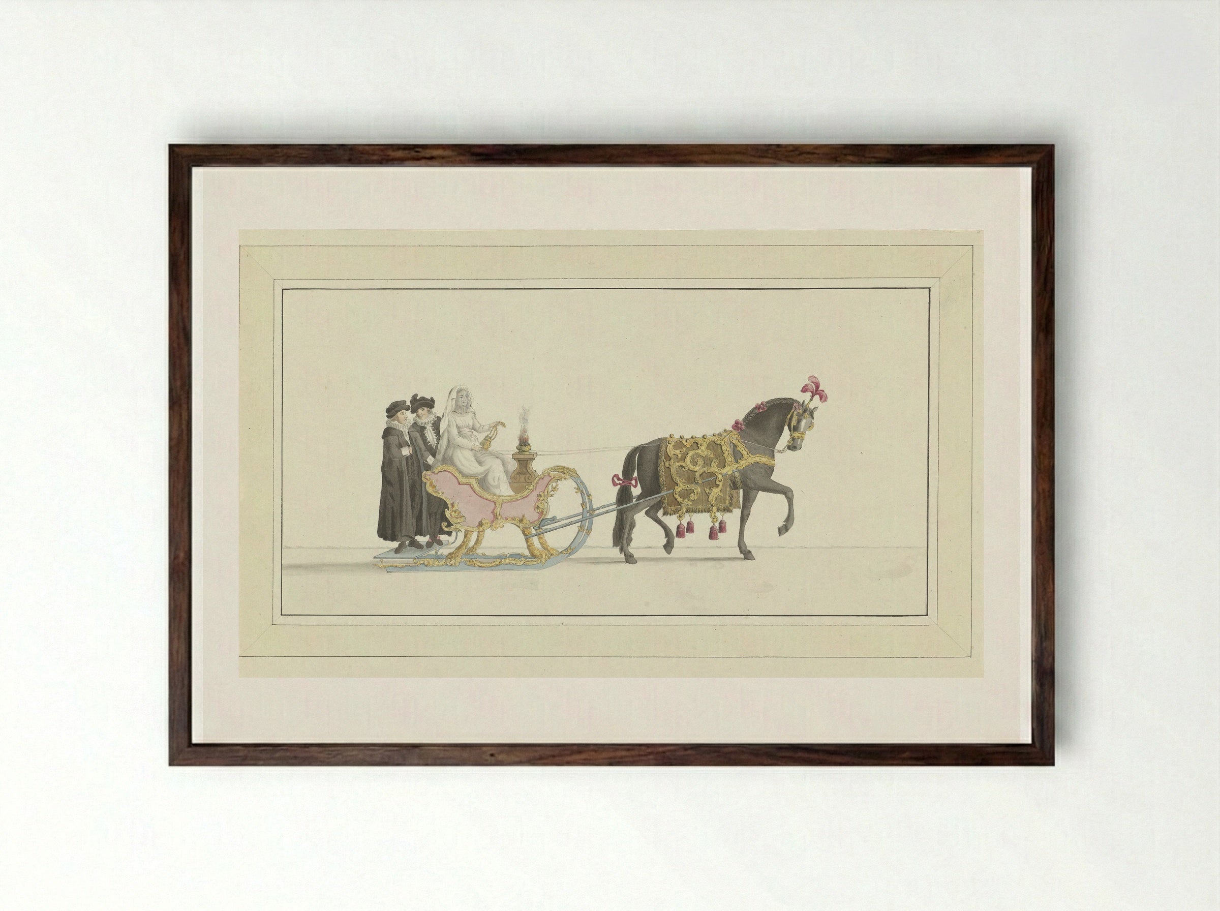 Achtste slede (Eighth Sleigh) - Abraham Delfos - Framed Print Dark Wood