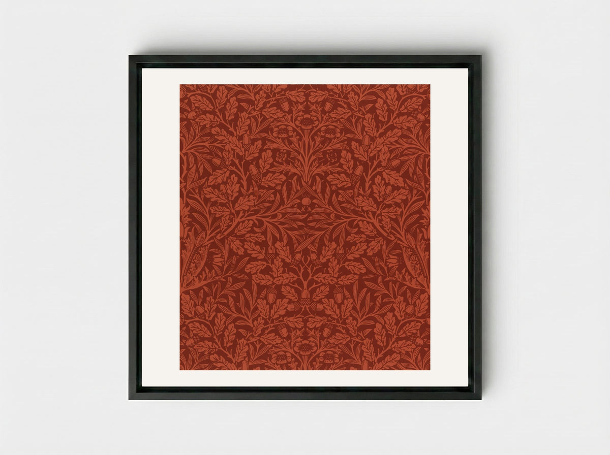 Acorns and Oak Leaves - William Morris - Framed Canvas Black
