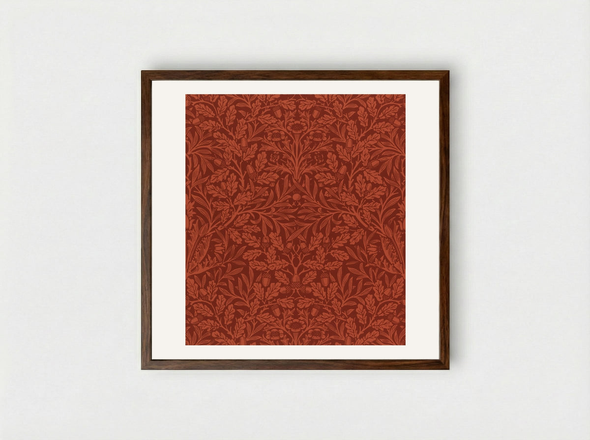 Acorns and Oak Leaves - William Morris - Framed Print Dark Wood