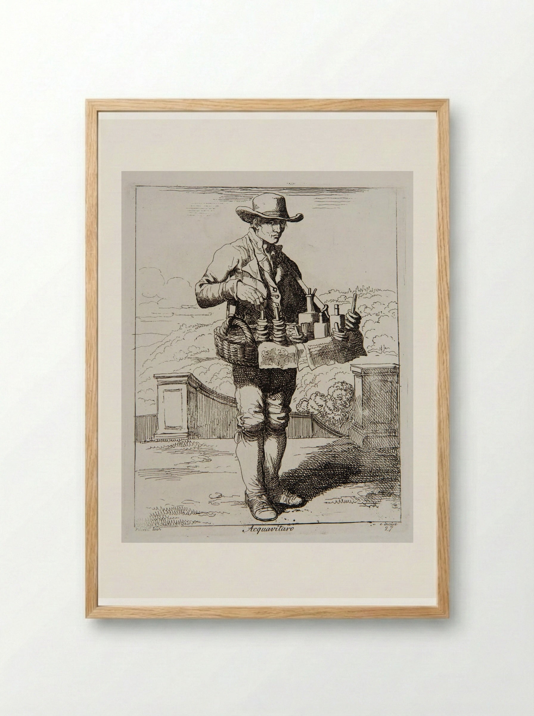 Acquavitaro (Brandy and Spirits Seller) - Bartolomeo Pinelli - Framed Print Wood
